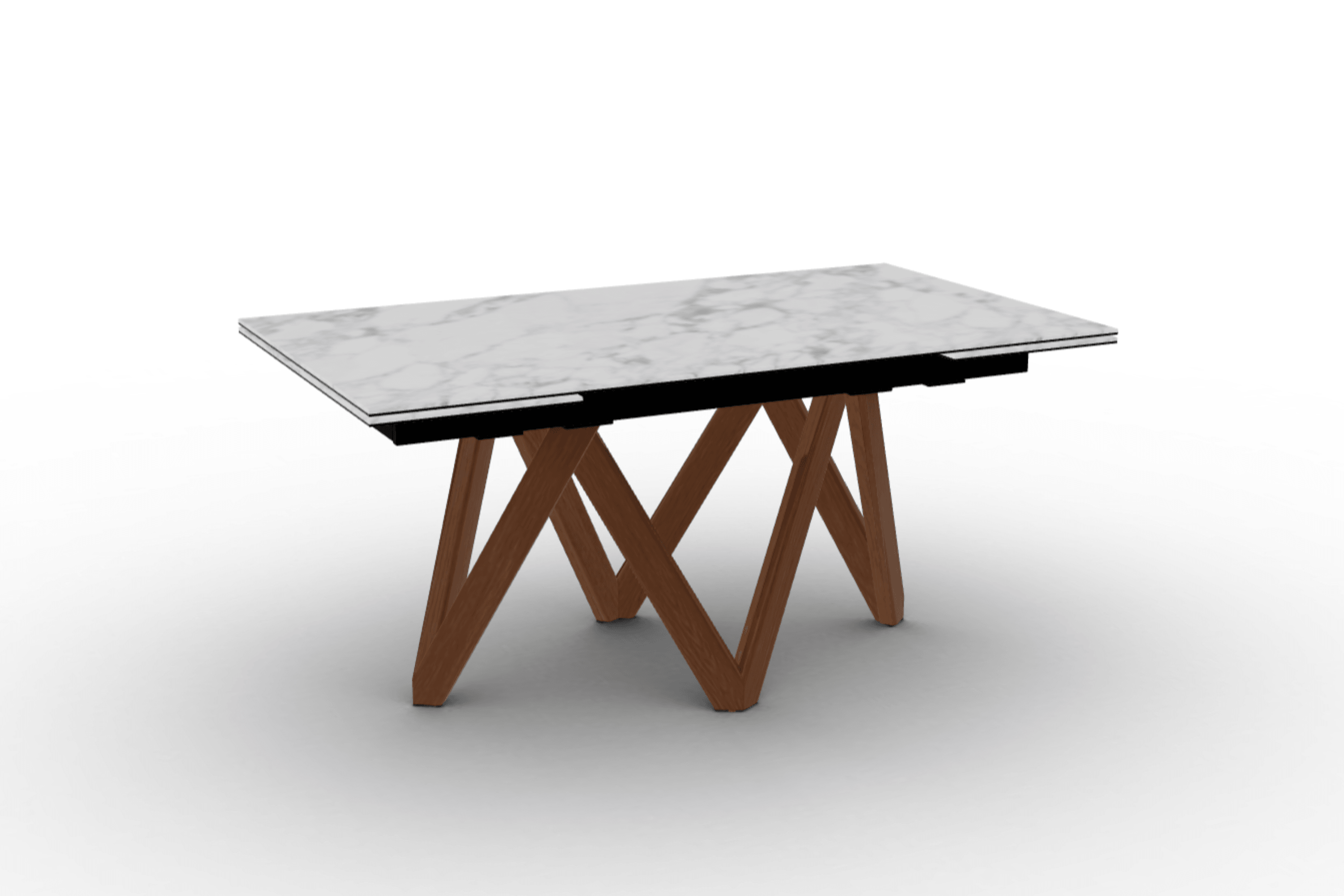 Stół prostokątny rozkładany CARTESIO biały marmur Calligaris 160 cm orzechowe drewno Eye on Design