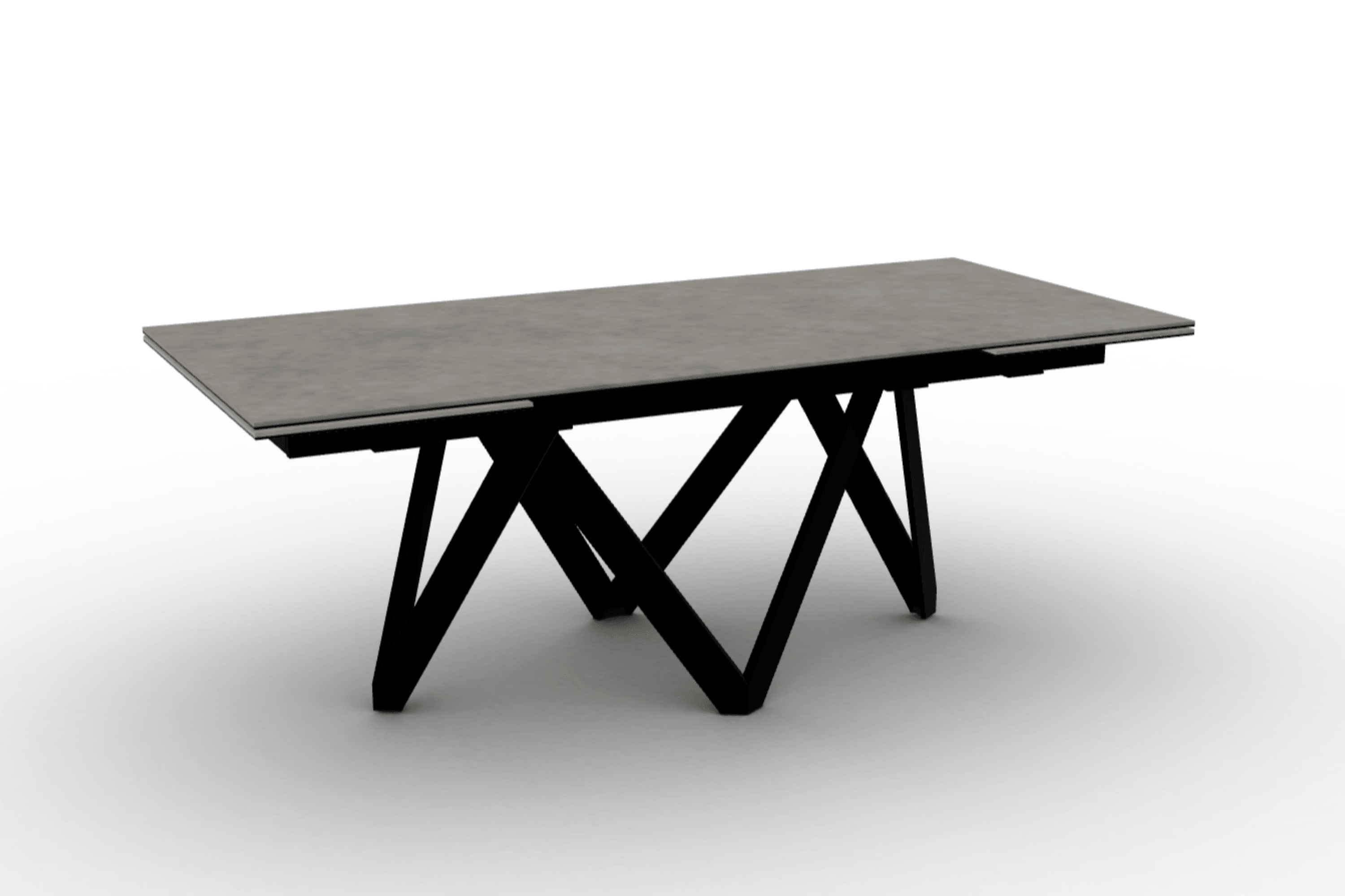 Stół prostokątny rozkładany CARTESIO jasnoszara ceramika Calligaris 200 cm czarny matowy metal Eye on Design