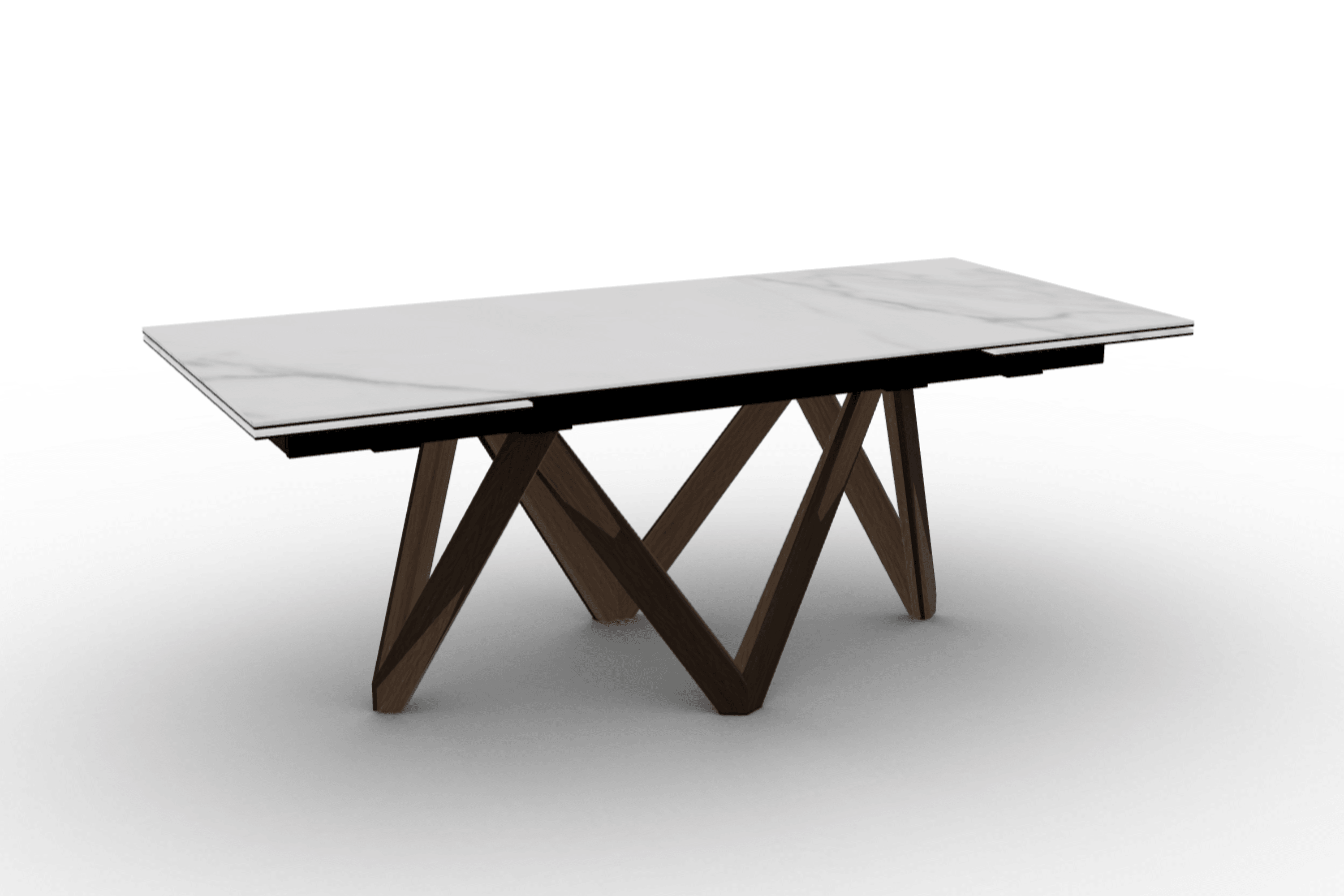 Stół prostokątny rozkładany CARTESIO kremowy marmur Calligaris 200 cm ciemnobrązowe drewno Eye on Design