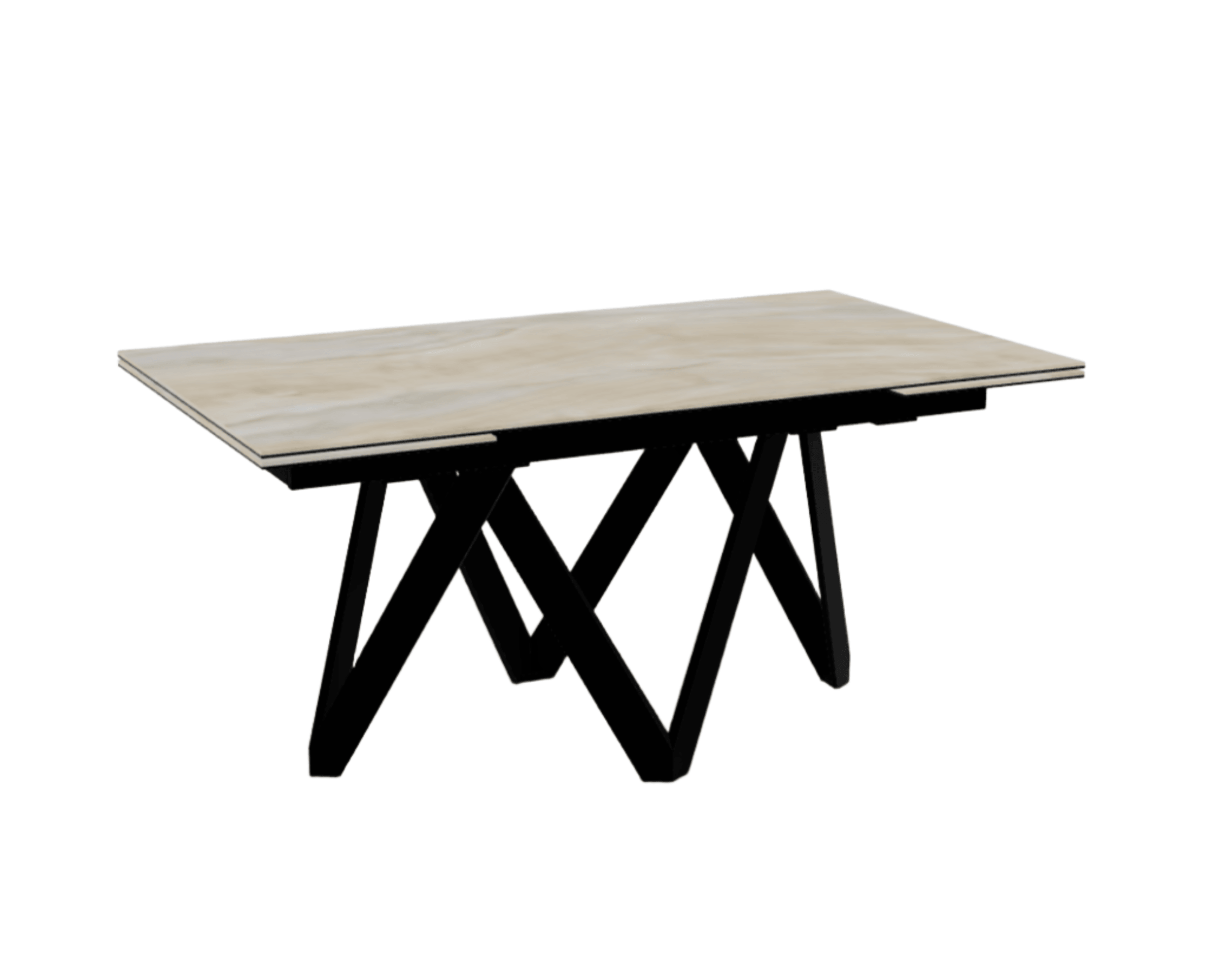 Stół prostokątny rozkładany CARTESIO piaskowy marmur Calligaris 160 cm czarny matowy metal Eye on Design