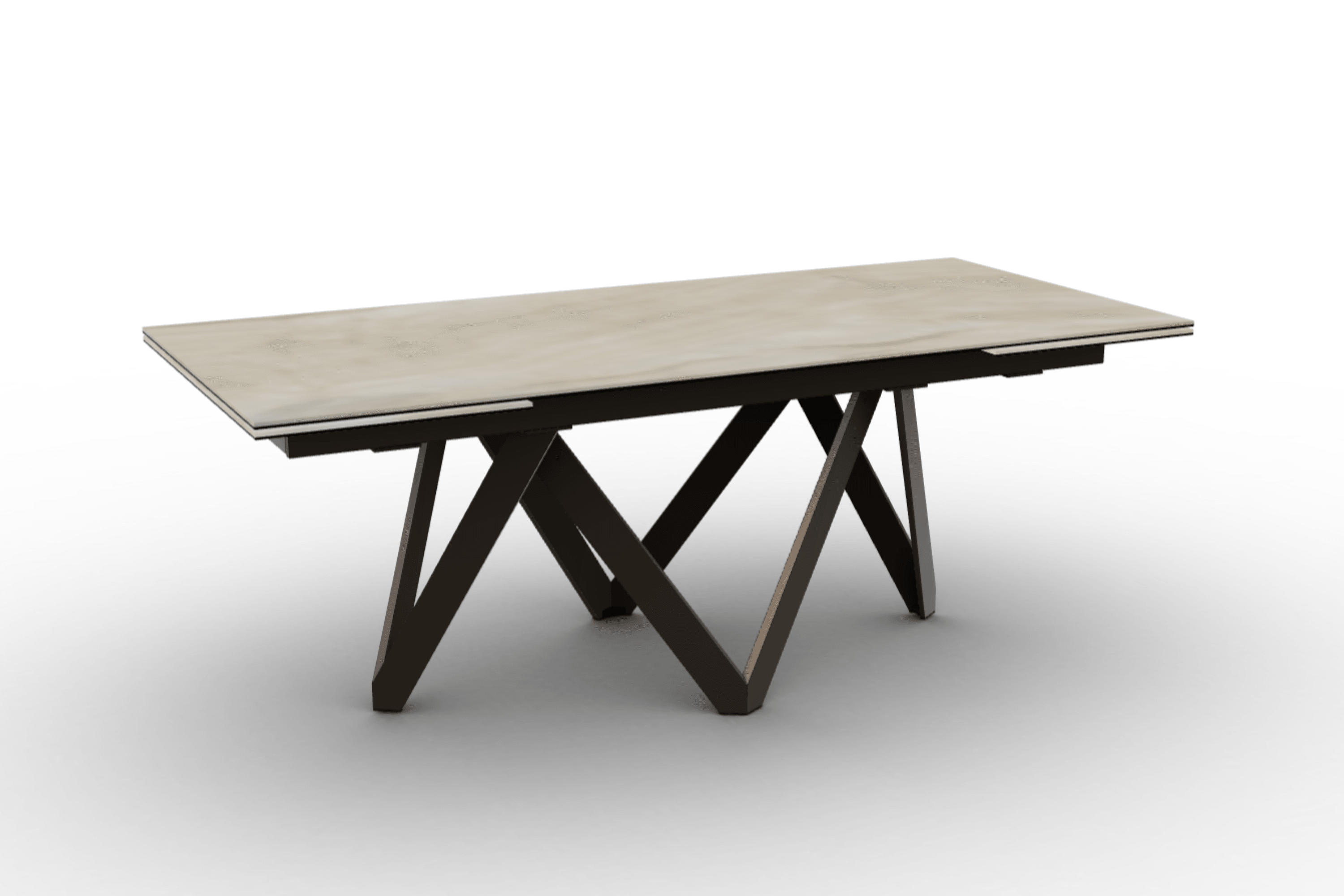 Stół prostokątny rozkładany CARTESIO piaskowy marmur Calligaris 200 cm brązowy matowy metal Eye on Design