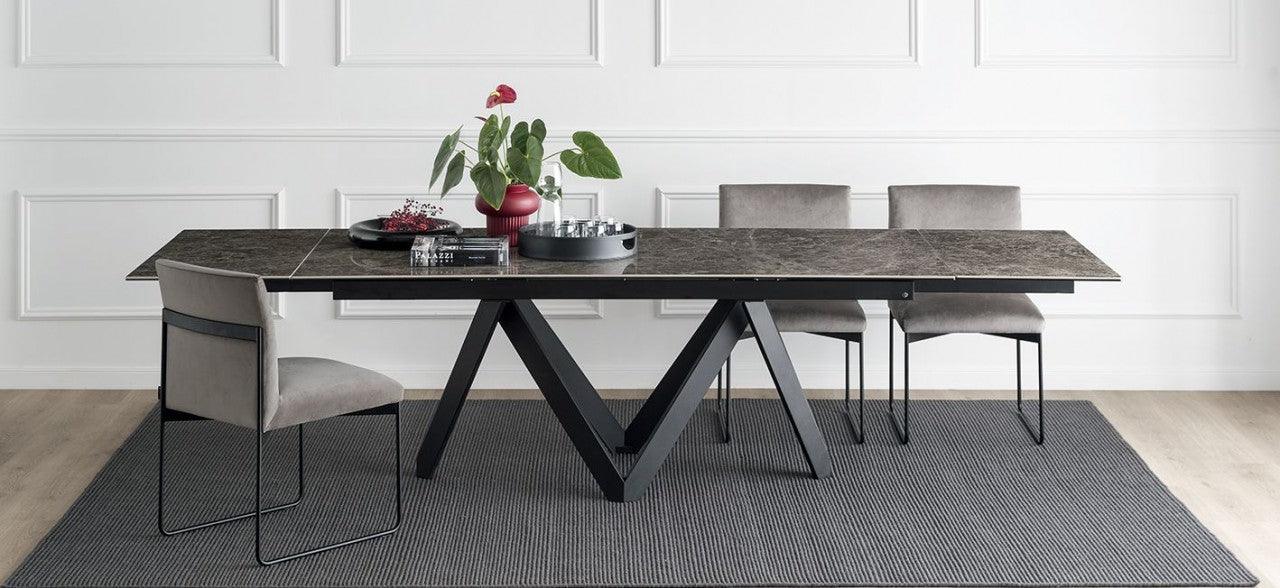 Stół prostokątny rozkładany CARTESIO złoty marmur Calligaris Eye on Design