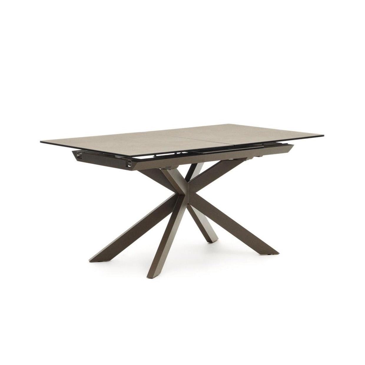 Stół rozkładany ATMINDA porcelanowy blat z brązową podstawą La Forma Eye on Design