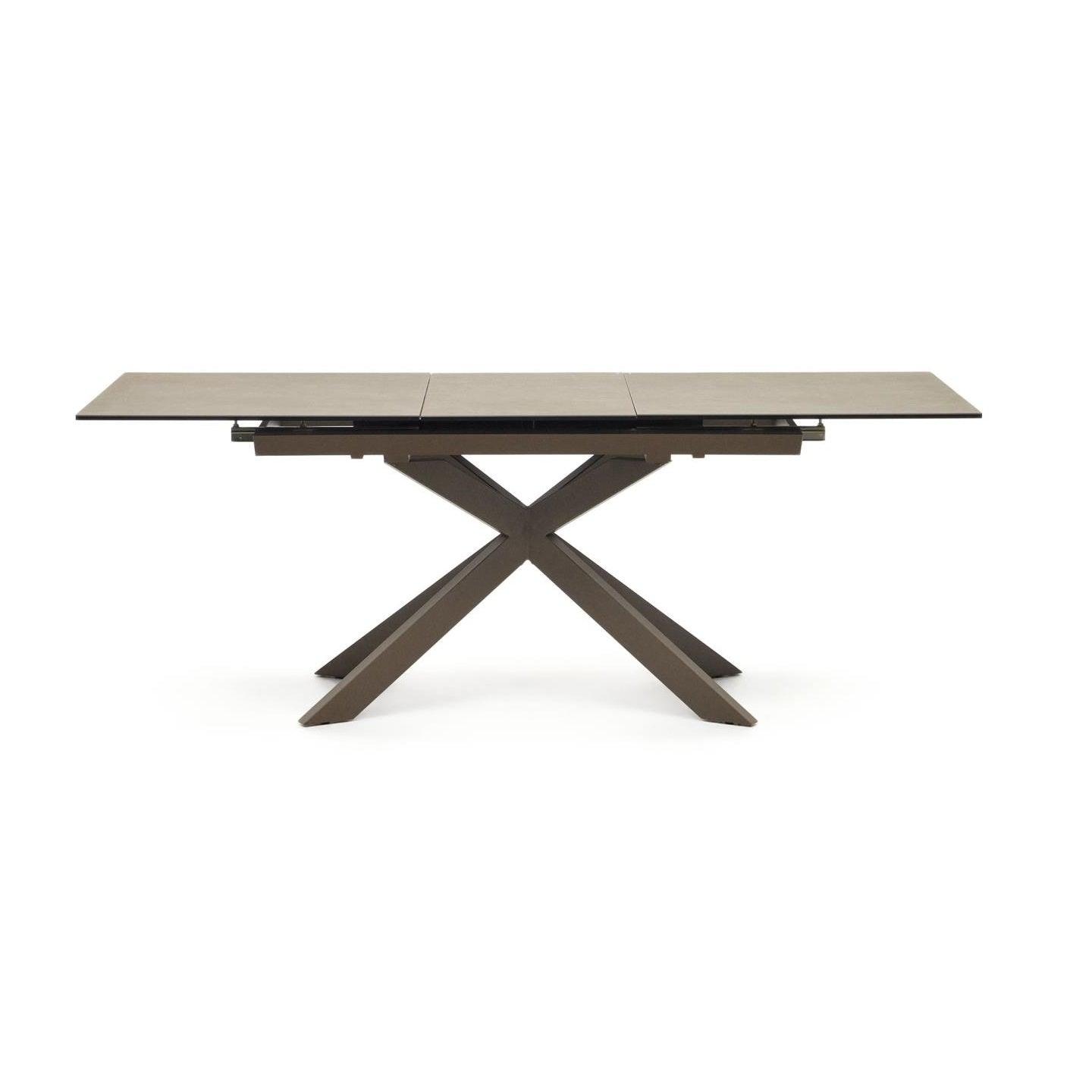 Stół rozkładany ATMINDA porcelanowy blat z brązową podstawą La Forma Eye on Design