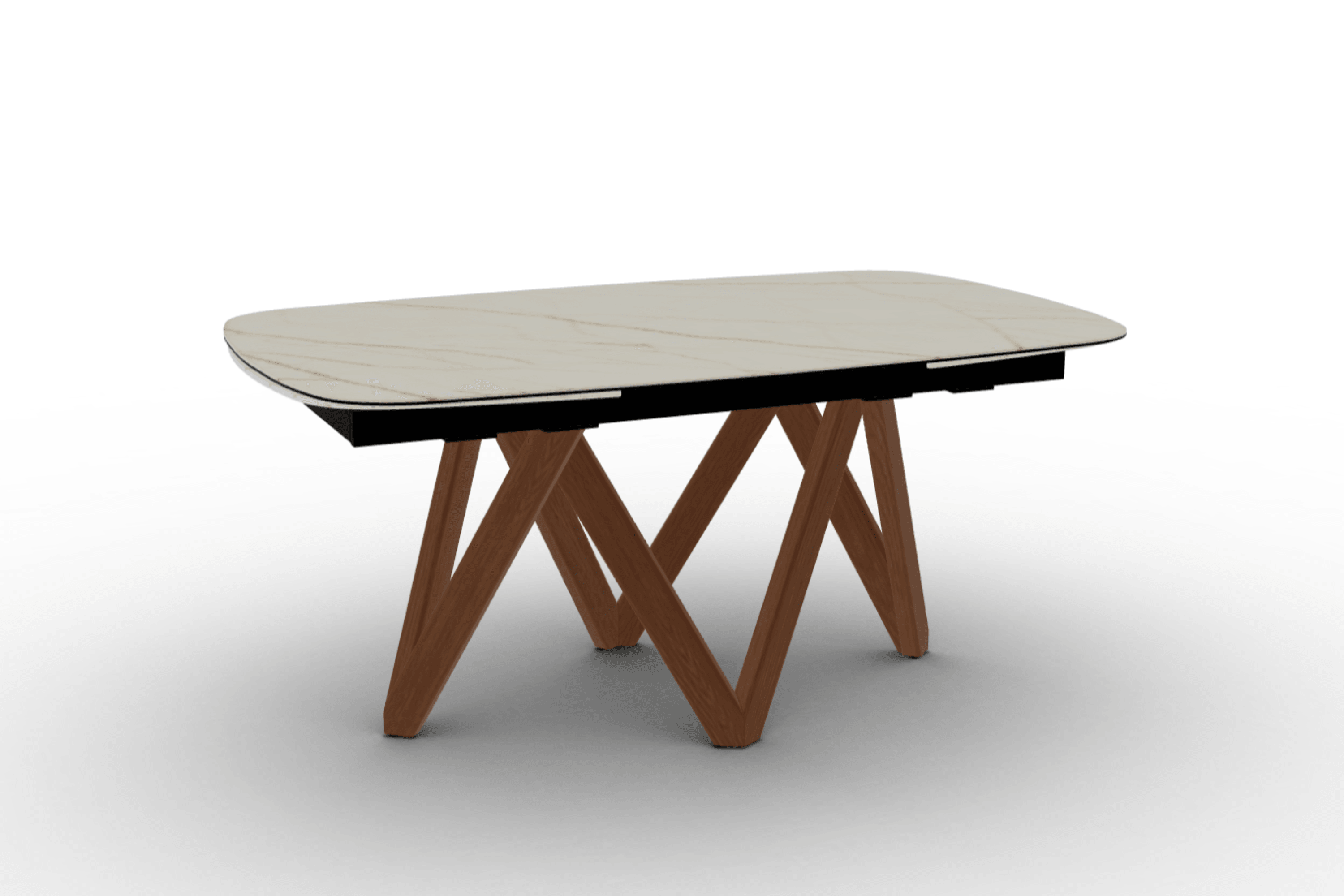 Stół rozkładany CARTESIO złoty marmur Calligaris 165 cm orzechowe drewno Eye on Design