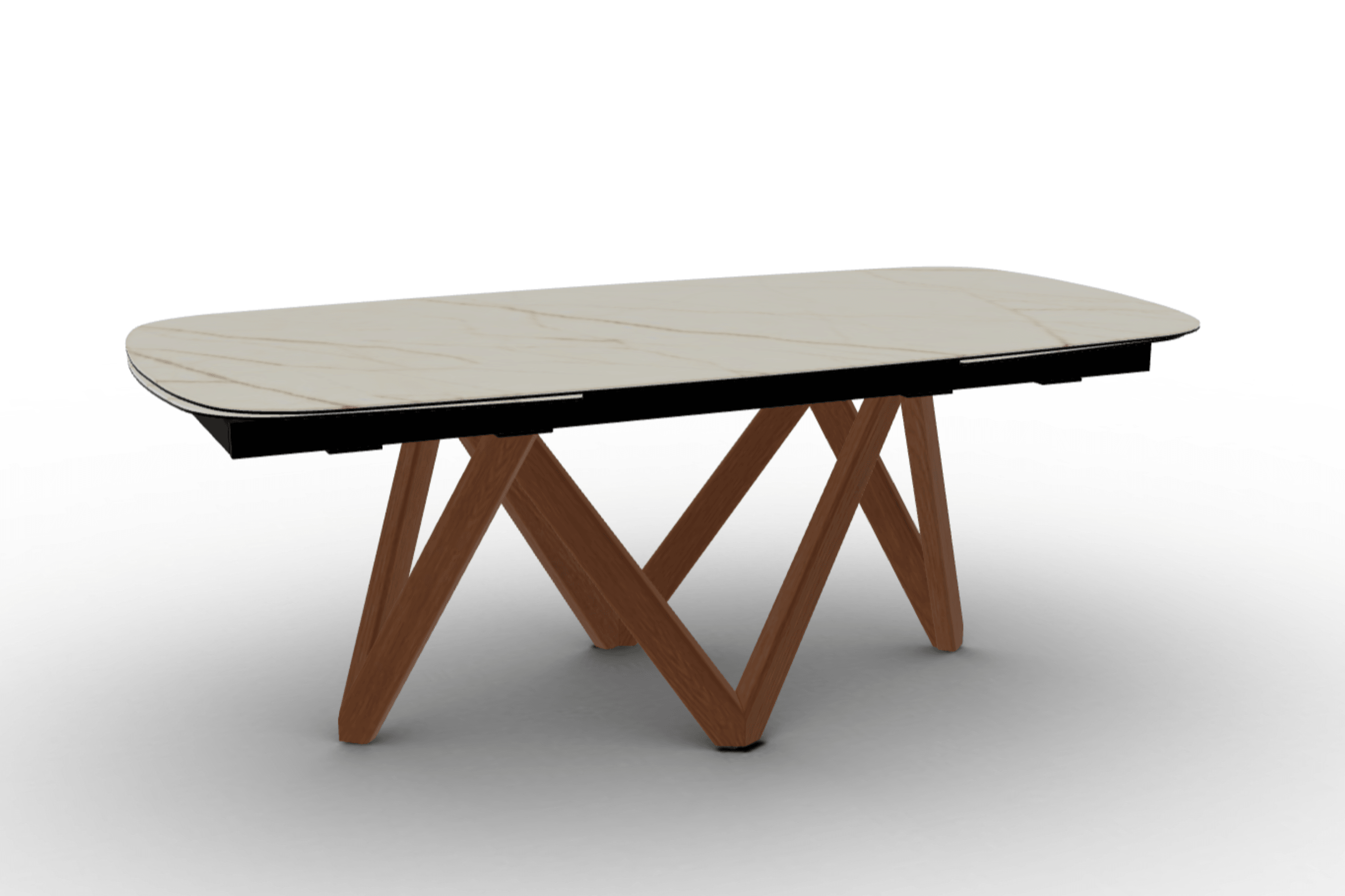 Stół rozkładany CARTESIO złoty marmur Calligaris 200 cm orzechowe drewno Eye on Design