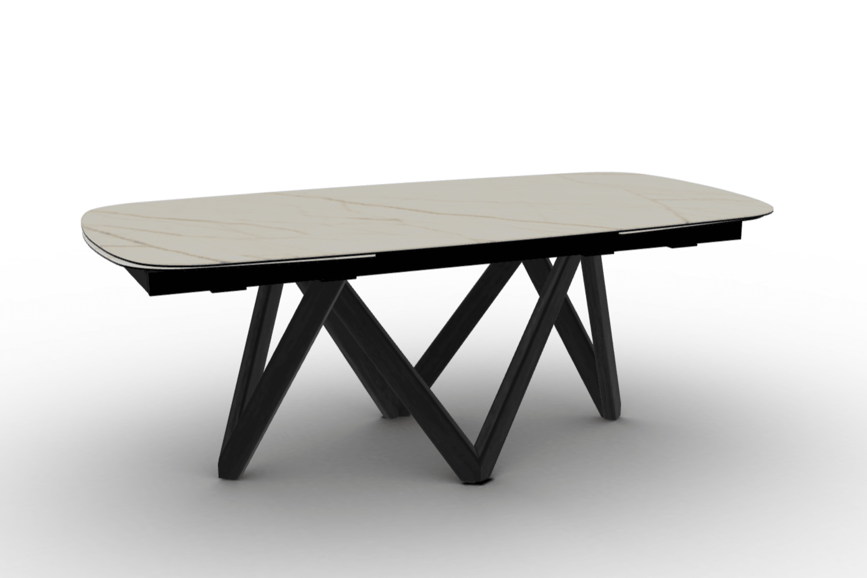 Stół rozkładany CARTESIO złoty marmur Calligaris 200 cm czarne matowe drewno Eye on Design