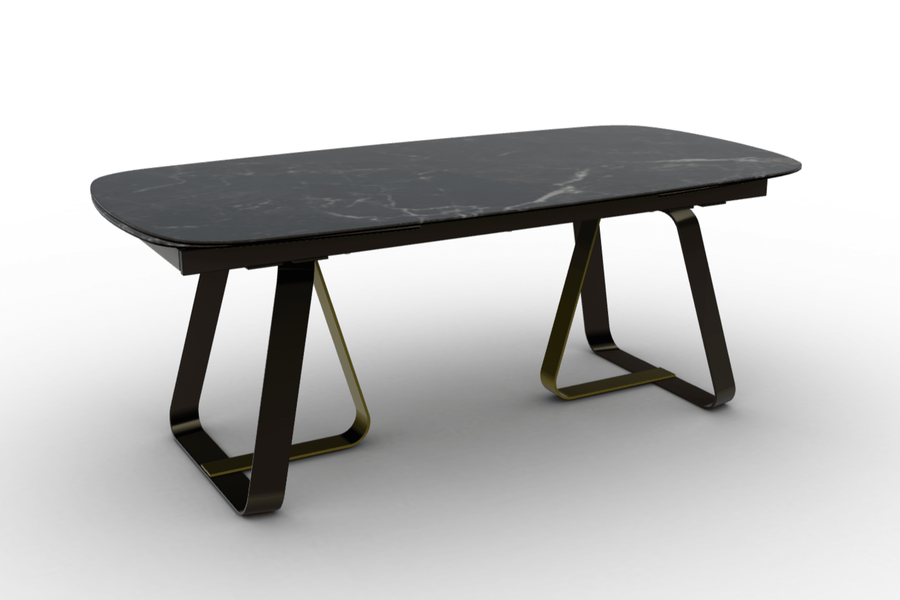 Stół rozkładany SUNSHINE czarny marmur Calligaris matowy brąz matowy mosiądz Eye on Design