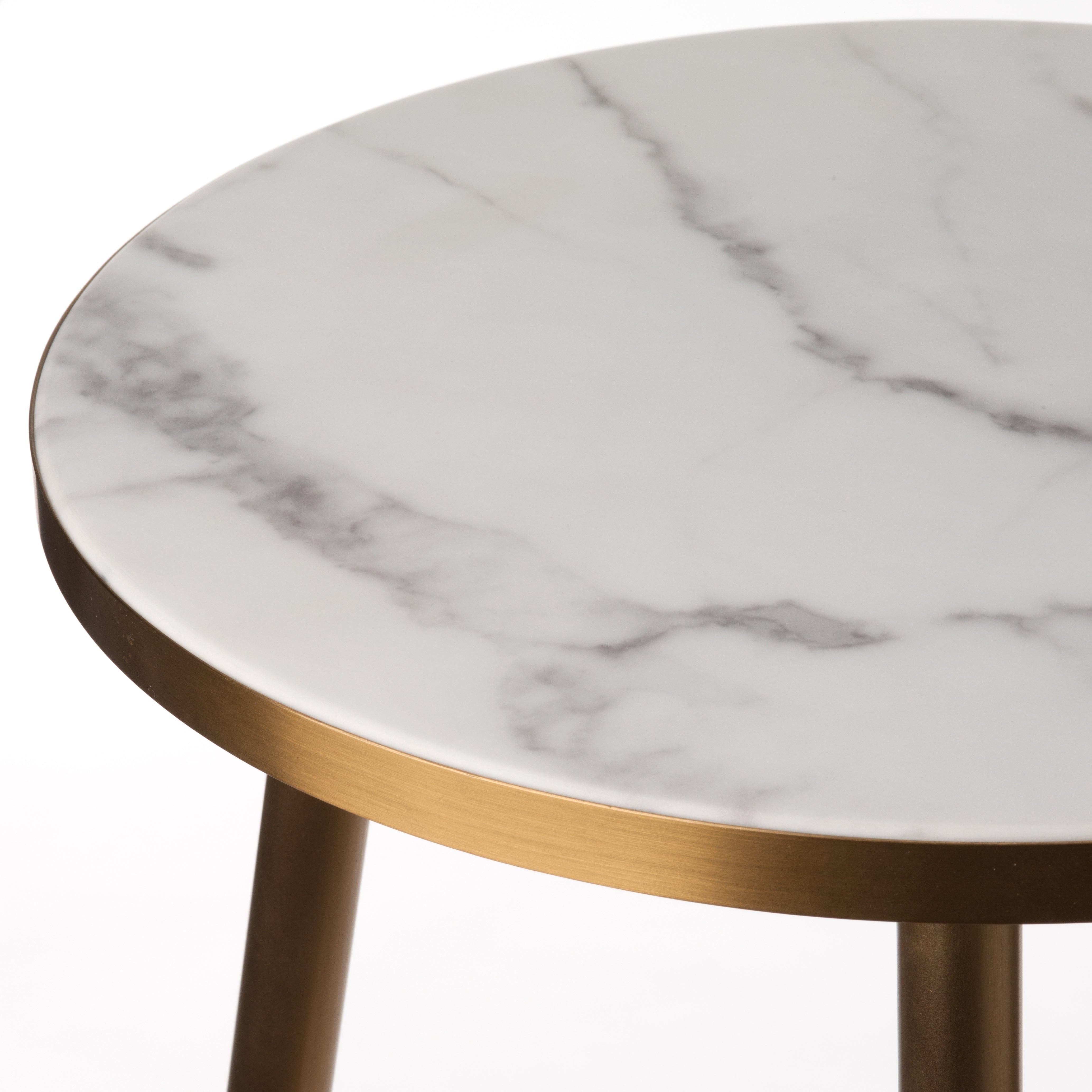 Stolik boczny MARBLE LOOK biały ze złotą podstawą Pols Potten Eye on Design