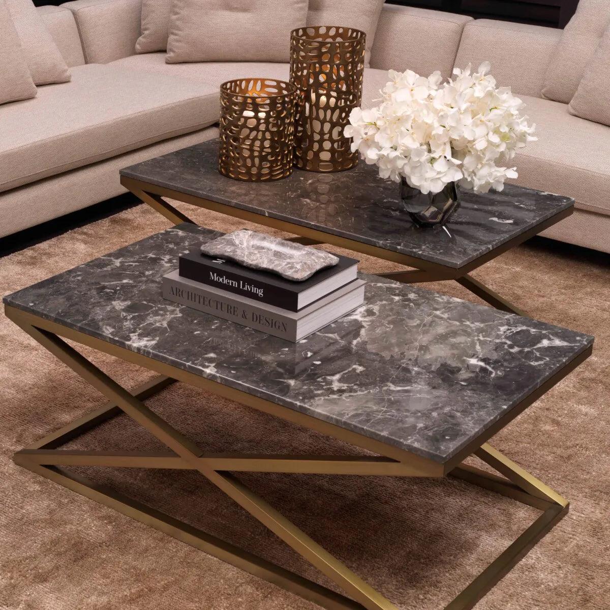 Stolik kawowy CRISS CROSS szary marmur Eichholtz Eye on Design