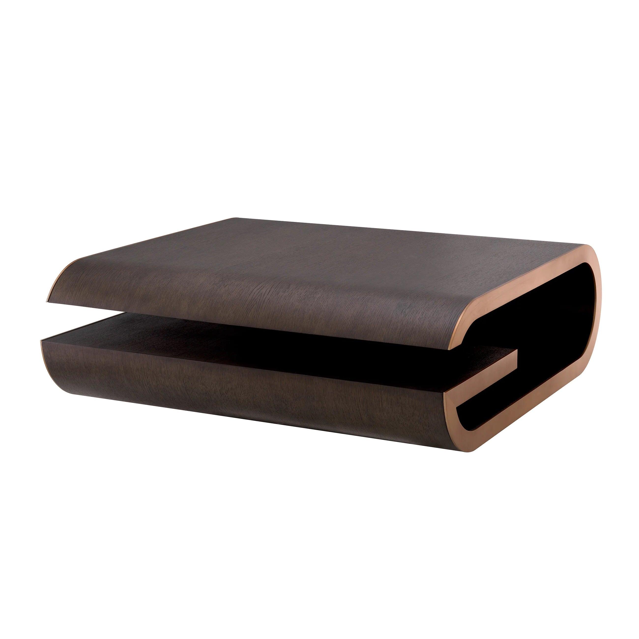 Stolik kawowy GALAN dąb mocha z mosiądzem Eichholtz Eye on Design