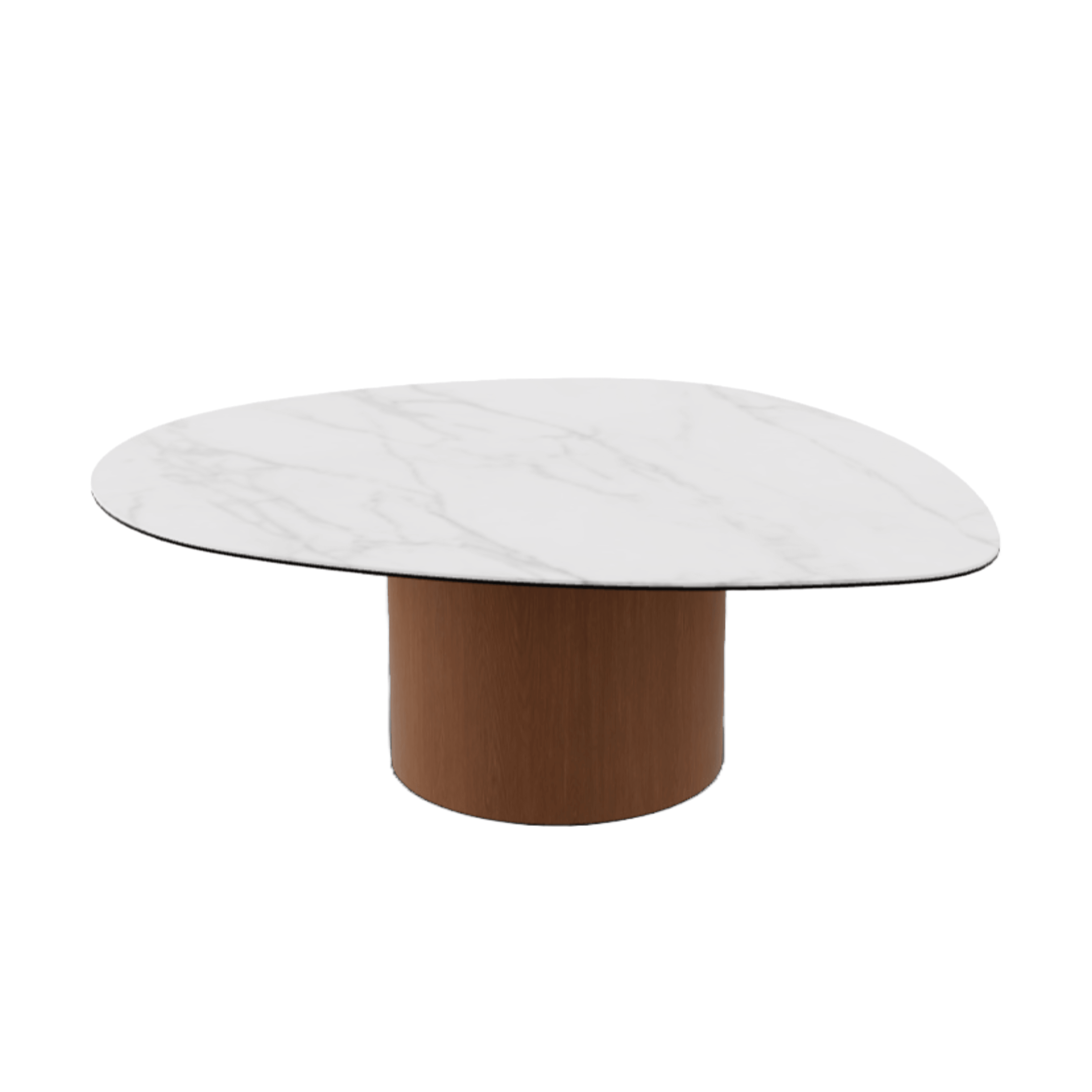 Stolik kawowy MUSHROOM orzechowa podstawa Calligaris biały ceramiczny marmur Eye on Design