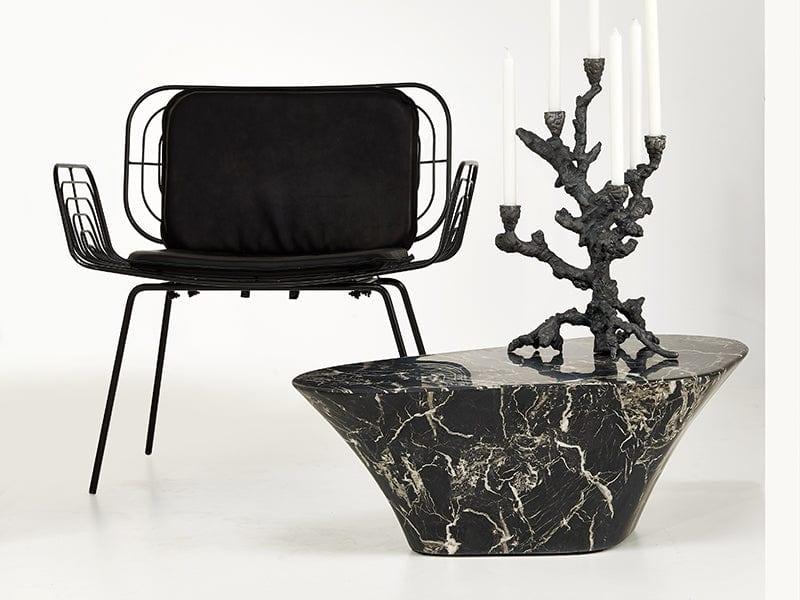 Stolik kawowy OVAL MARBLE LOOK czarny Pols Potten Eye on Design