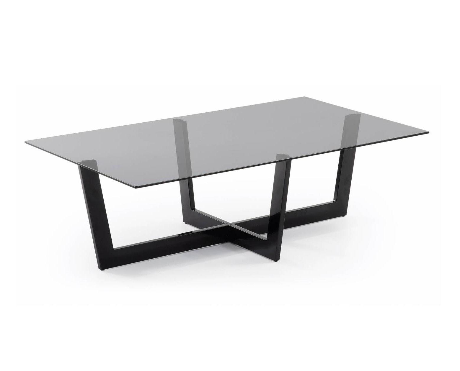 Stolik kawowy PLAM czarne szkło z czarną podstawą La Forma Eye on Design