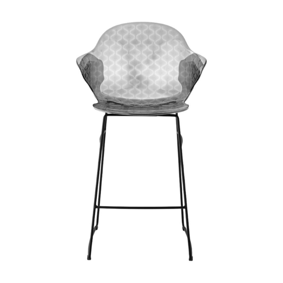Bar stool SAINT TROPEZ with gray seat and black metal base