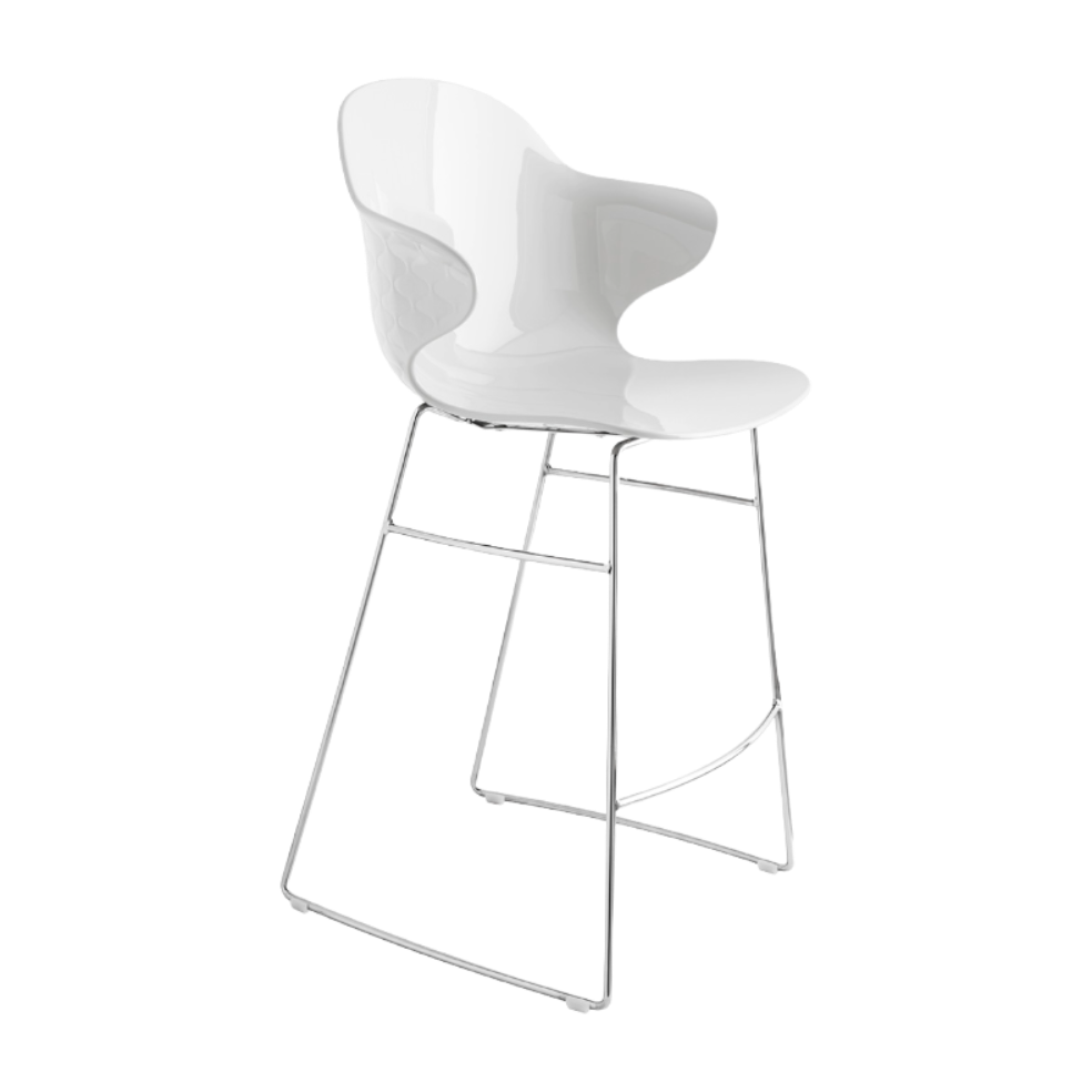 Bar Stool SAINT TROPEZ with White Seat and Metal Base