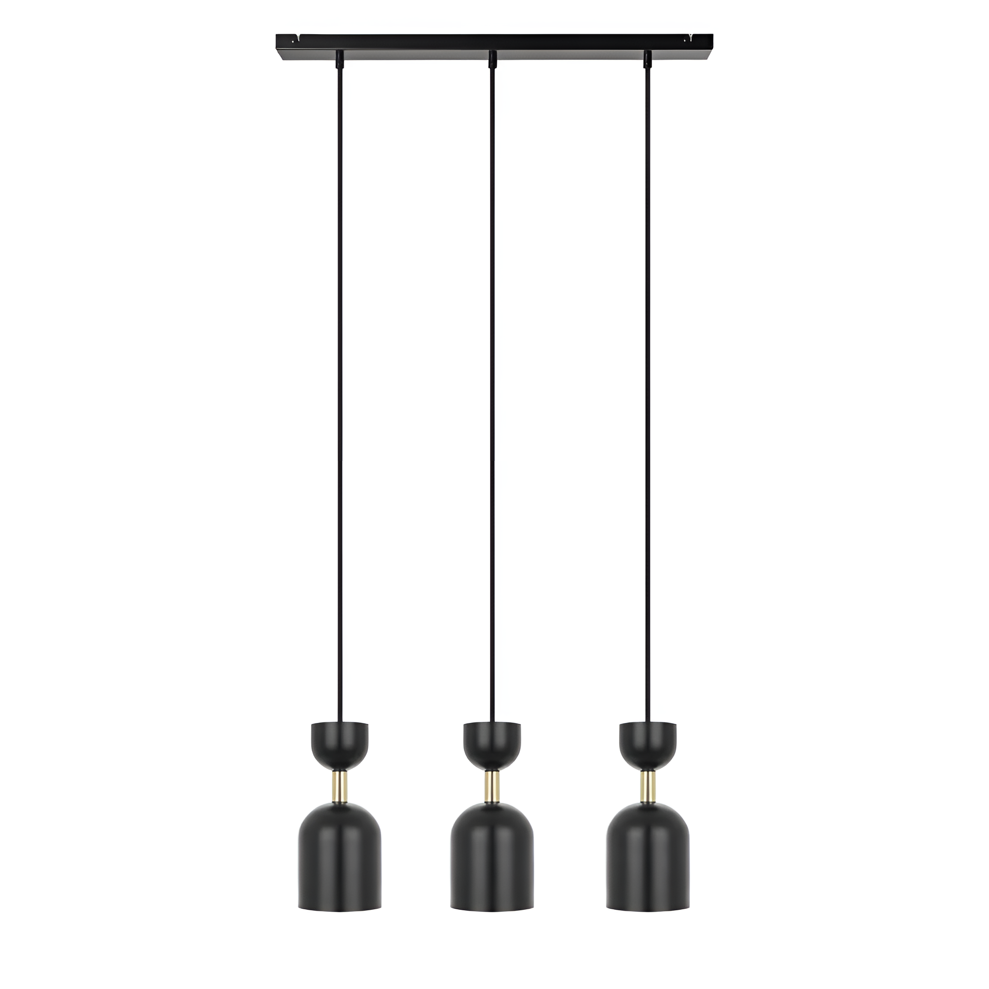 Stropní lampa SUPURU 3L černá s mosazným detailem