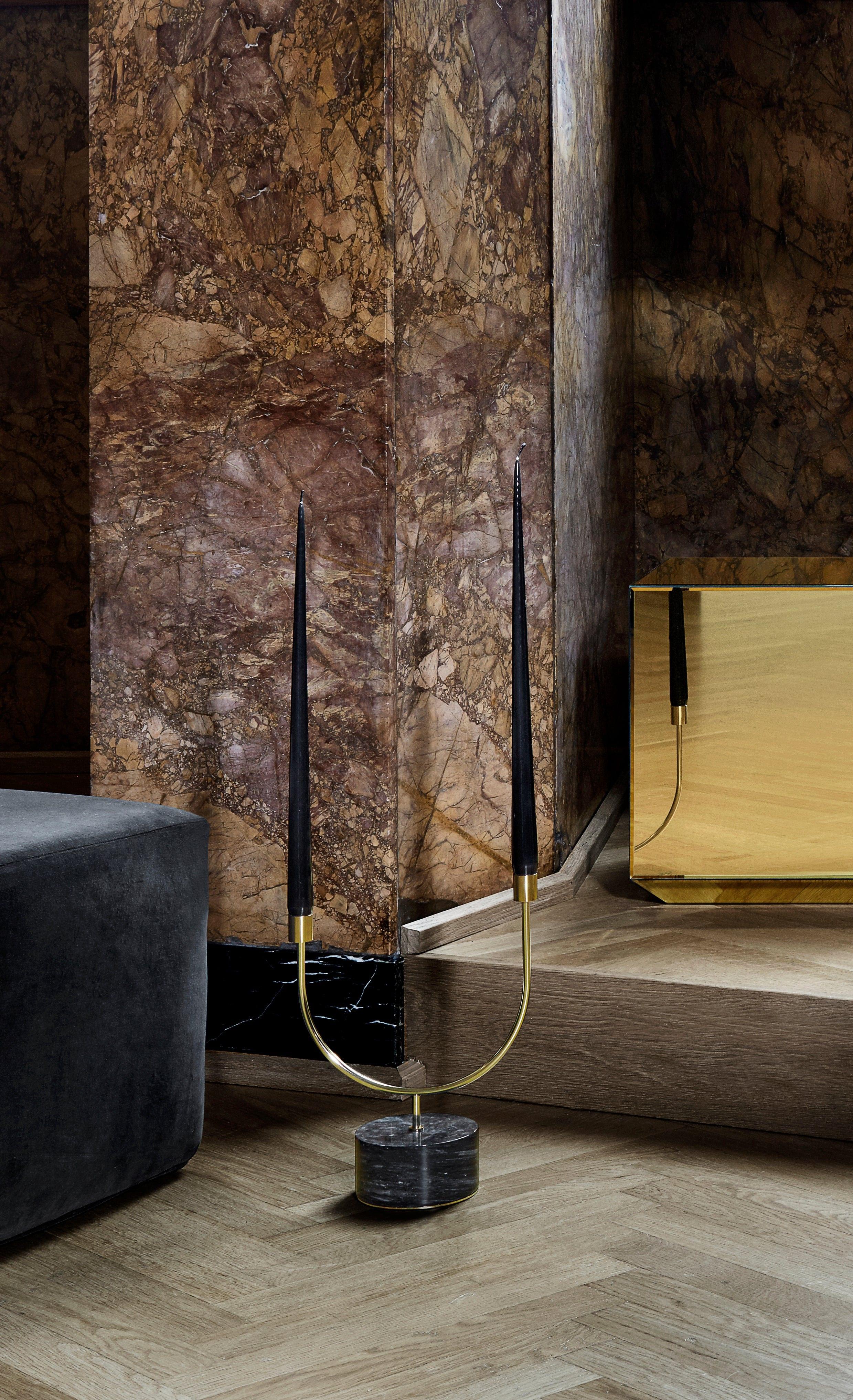 Świecznik GRASIL czarny marmur AYTM Eye on Design