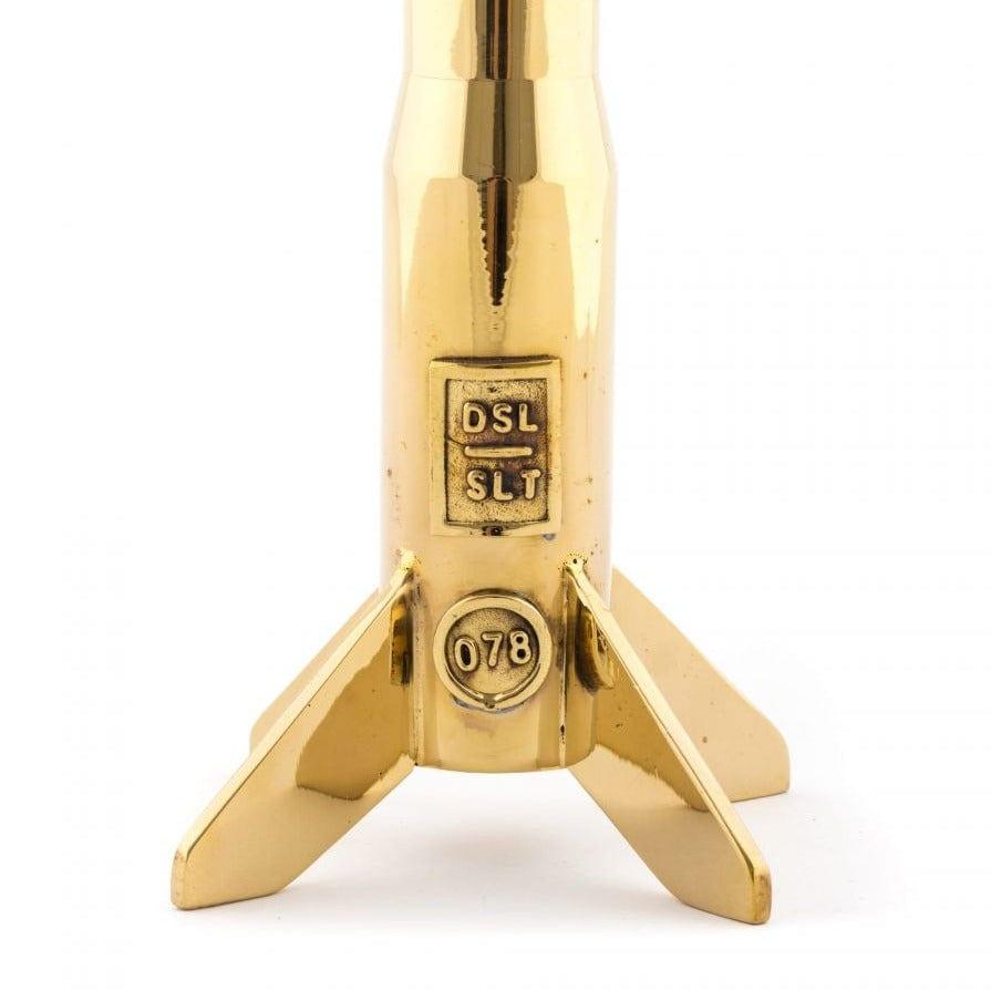 Świecznik niski COSMIC DINER LUNAR HARD ROCKET złoty Seletti Eye on Design