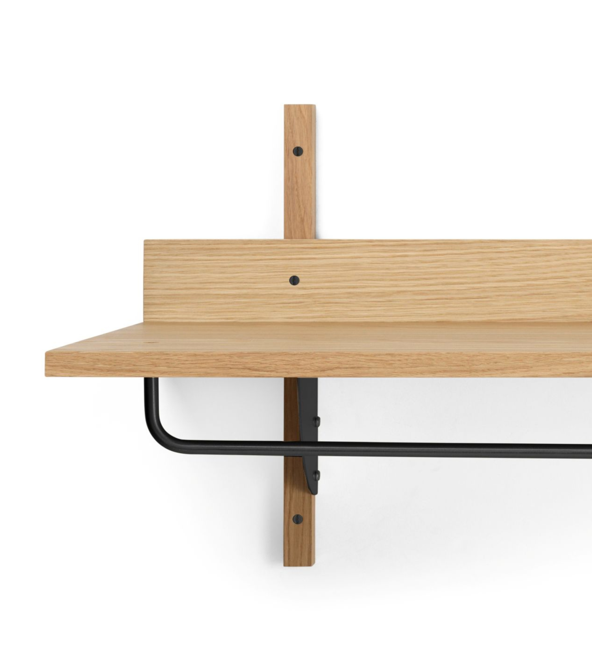 SECTOR RACK SHELF oak veneer shelf with railing