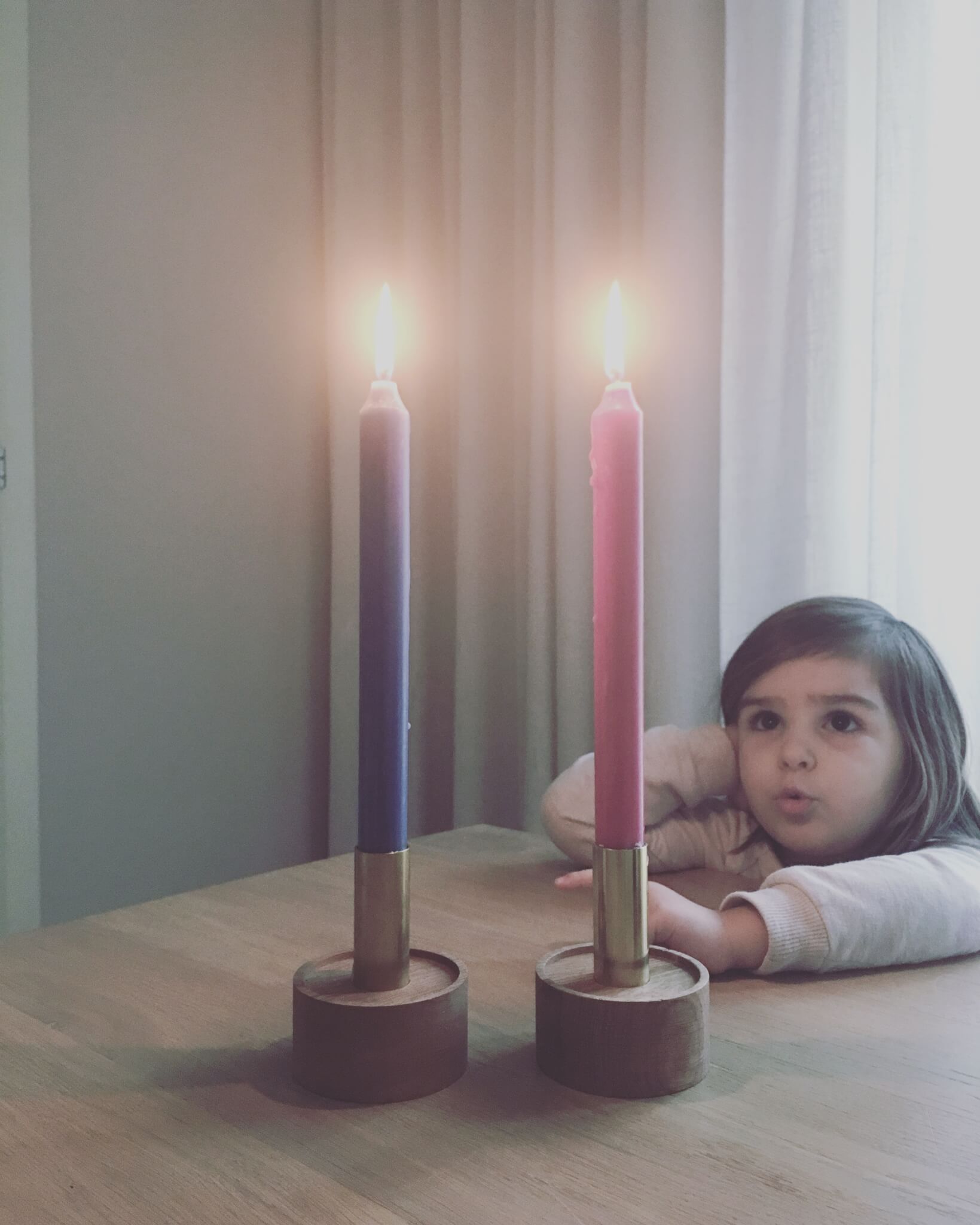 ENLIGHTENMENT Candle Holder Oak with Brass