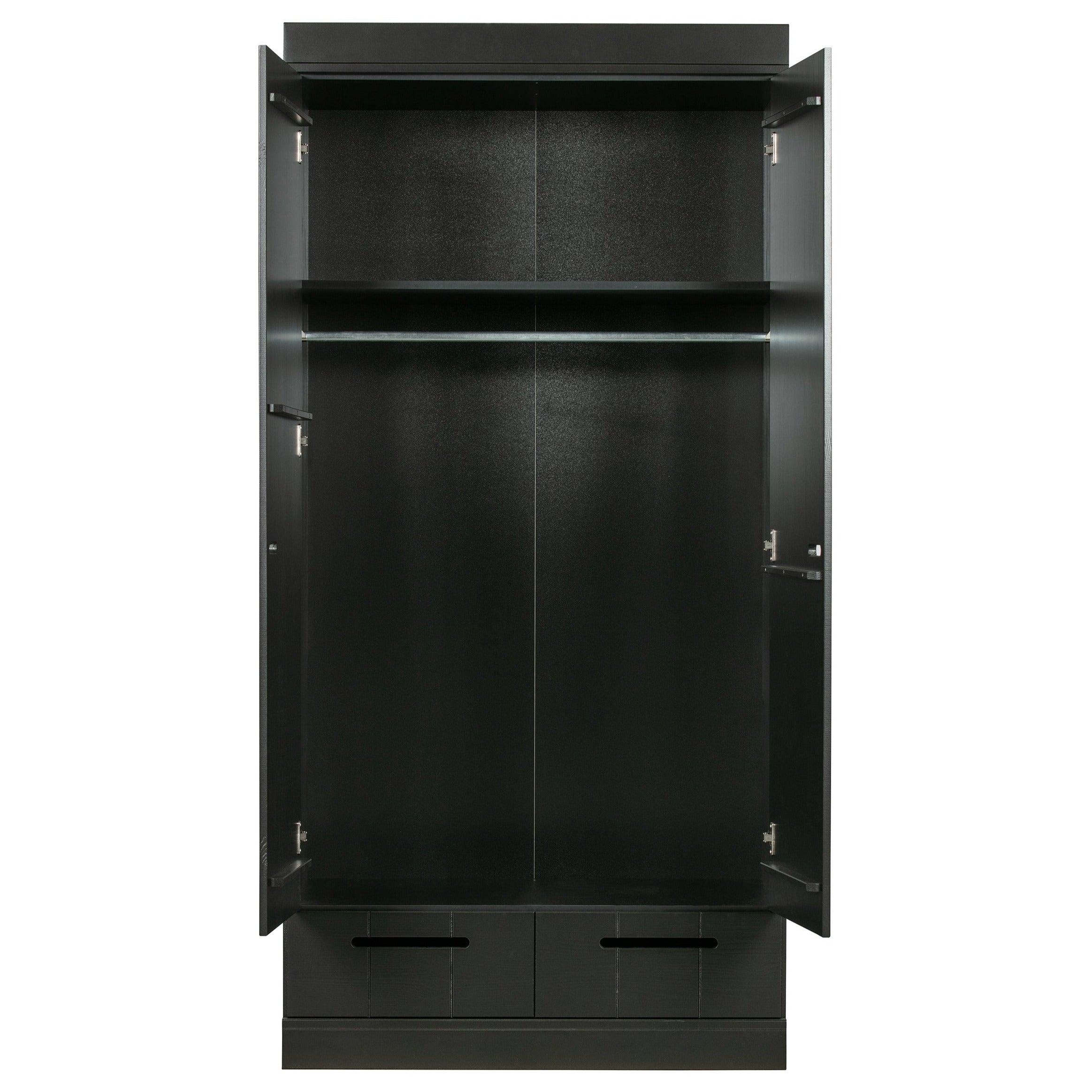 Szafa 2-drzwiowa z szufladami CONNECT czarne drewno Woood Eye on Design