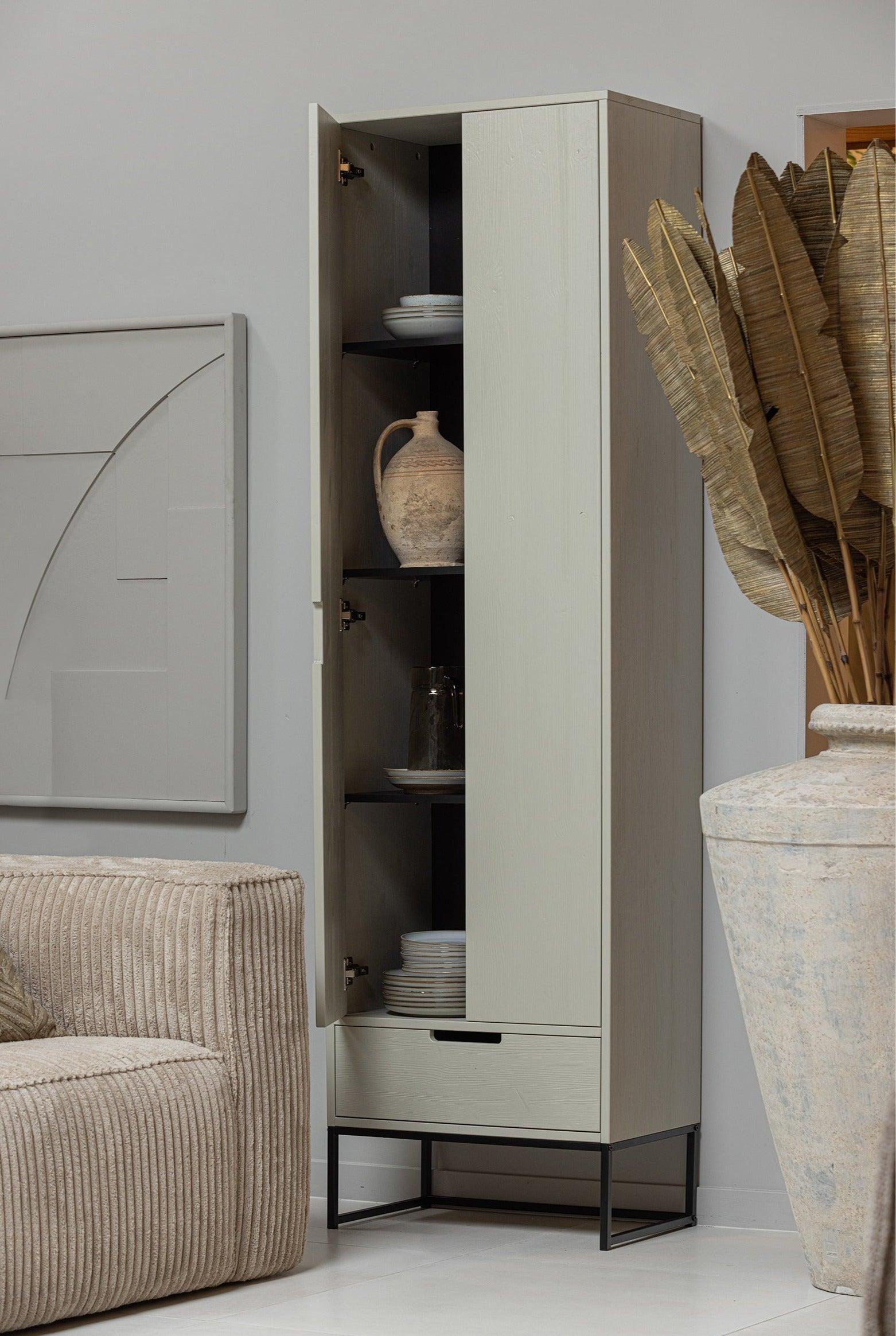 Szafa wąska SILAS popielaty Woood Eye on Design