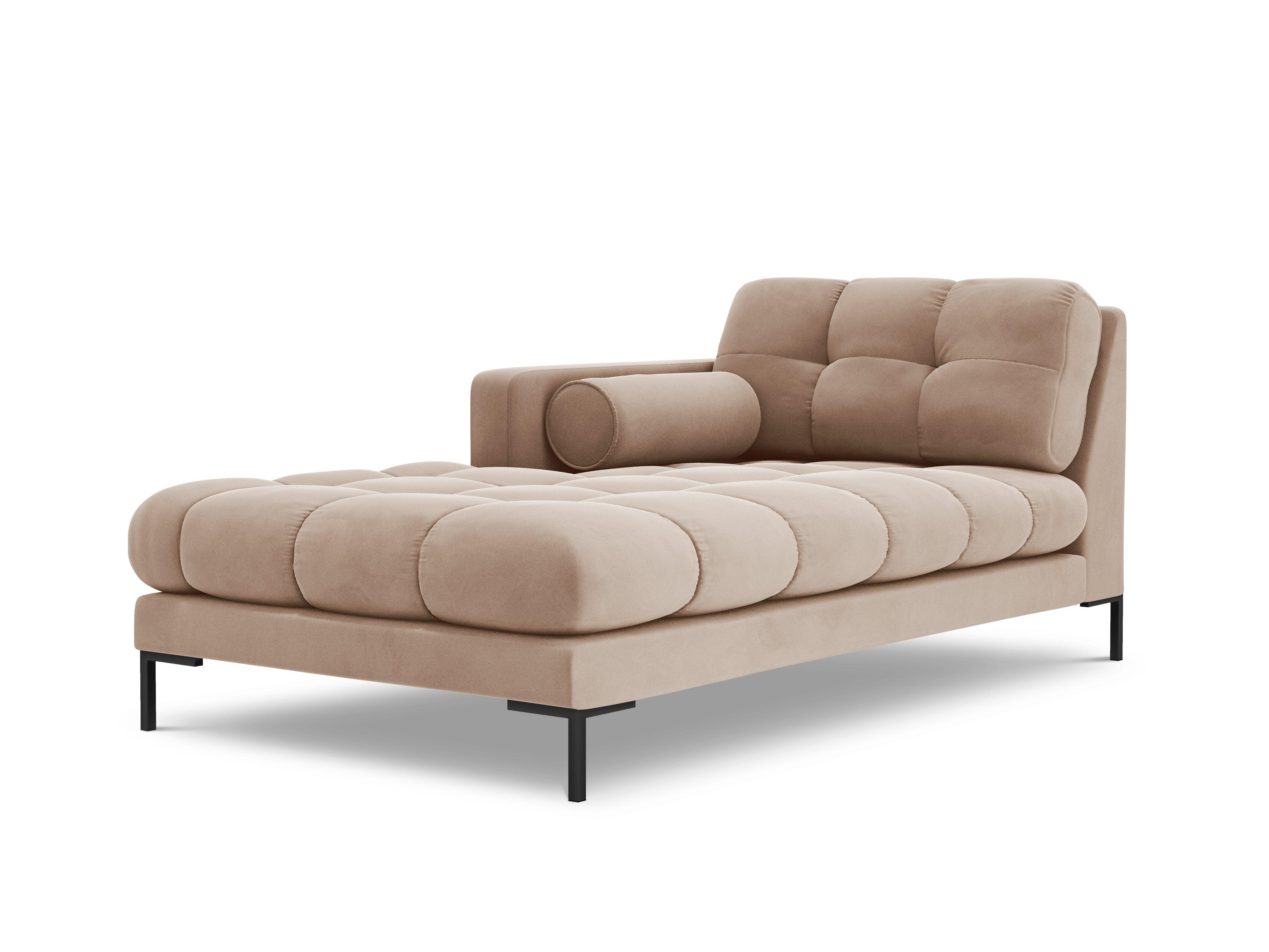 Szezlong aksamitny lewostronny BALI beżowy z czarną podstawą Cosmopolitan Design Eye on Design