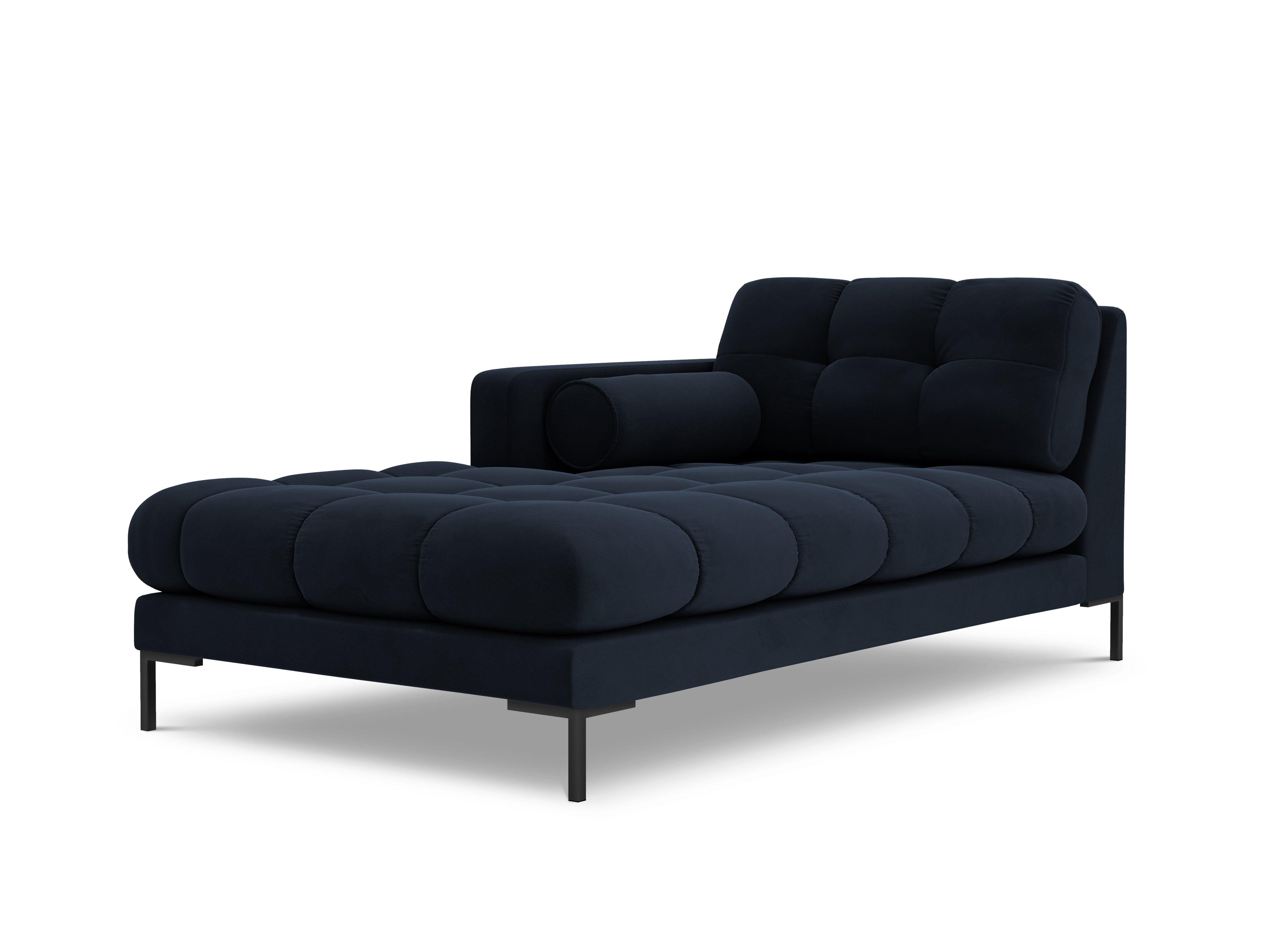 Szezlong aksamitny lewostronny BALI ciemnoniebieski z czarną podstawą Cosmopolitan Design Eye on Design