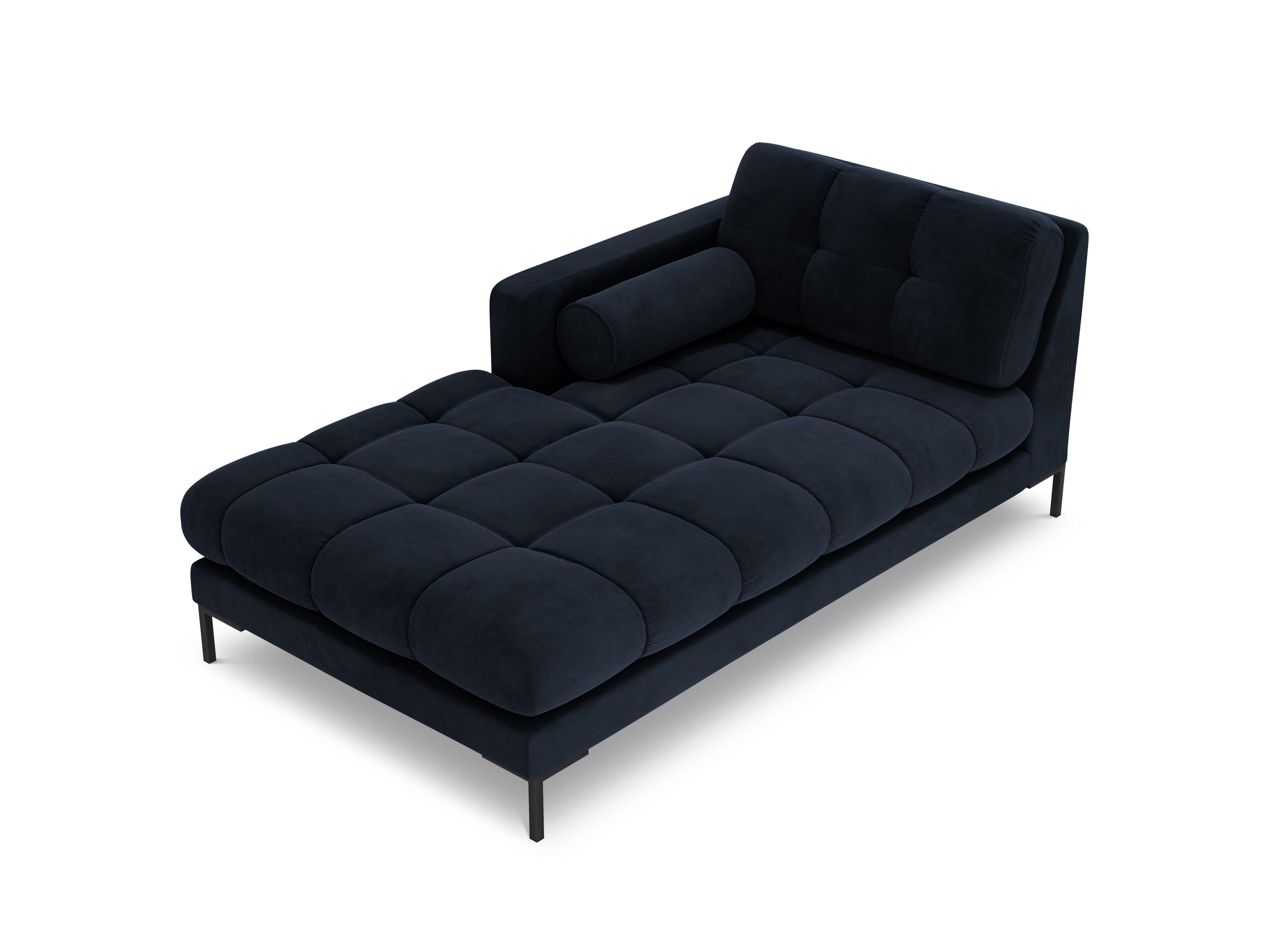 Szezlong aksamitny lewostronny BALI ciemnoniebieski z czarną podstawą Cosmopolitan Design Eye on Design