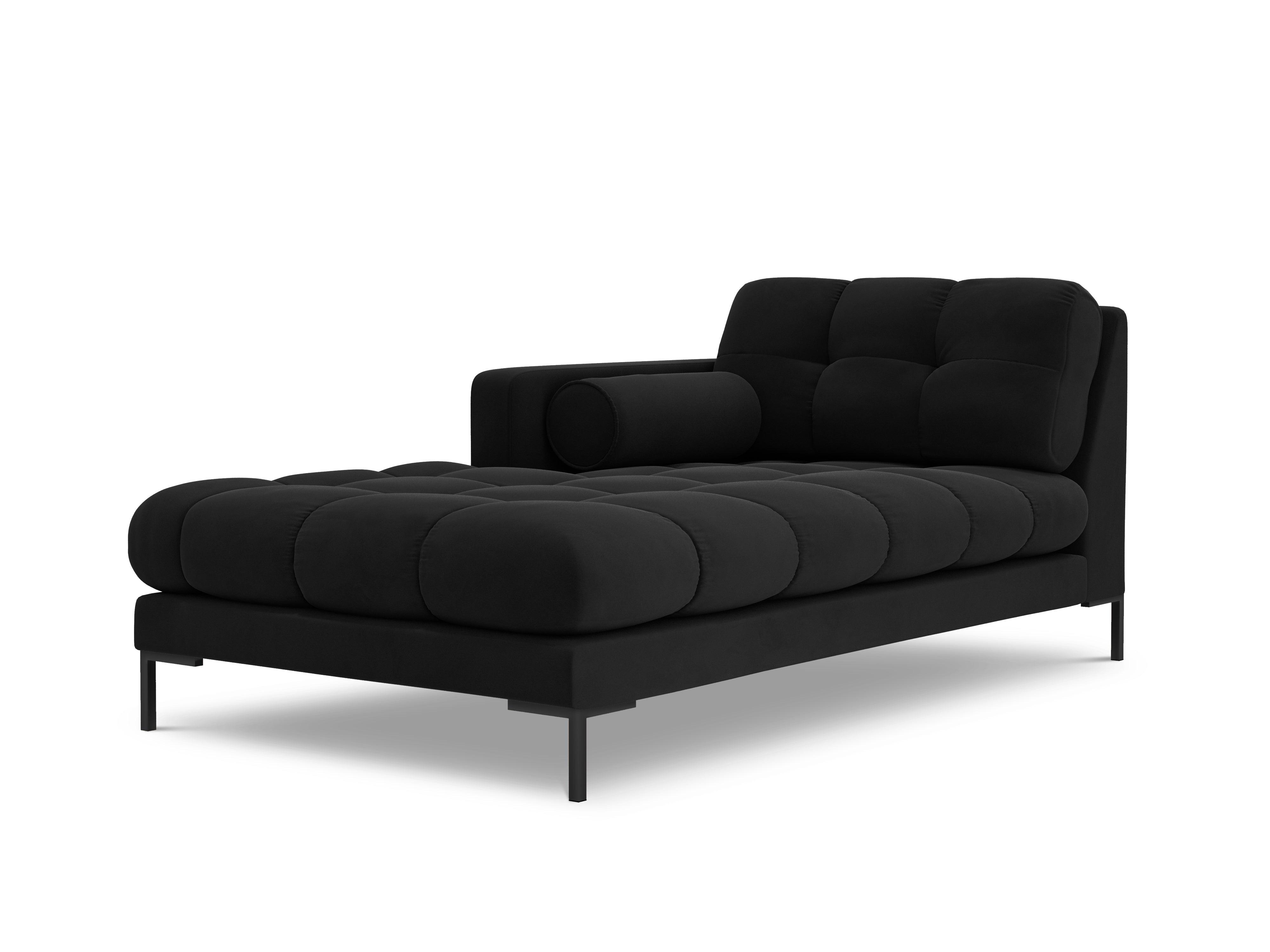 Szezlong aksamitny lewostronny BALI czarny z czarną podstawą Cosmopolitan Design Eye on Design