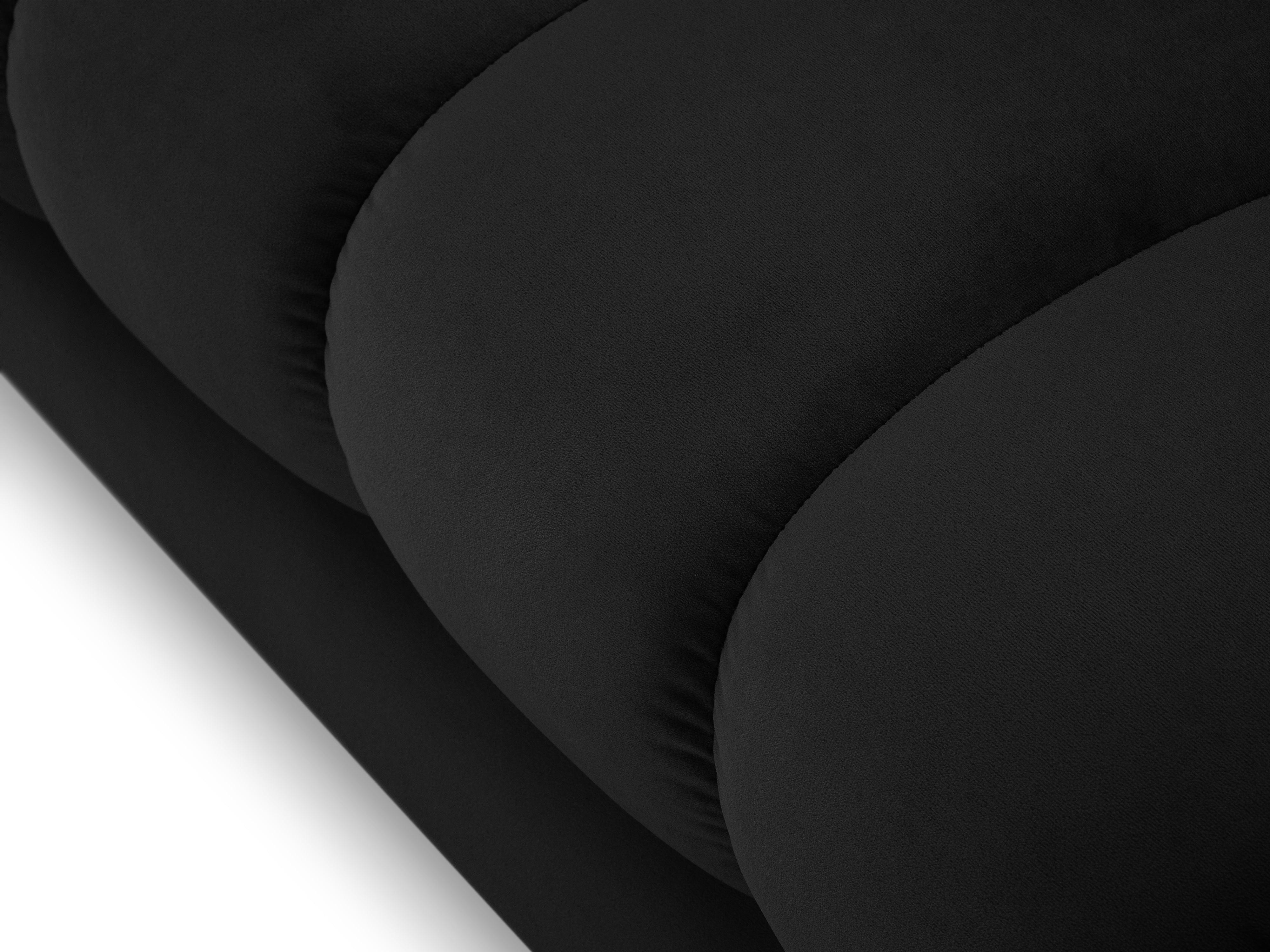 Szezlong aksamitny lewostronny BALI czarny z czarną podstawą Cosmopolitan Design Eye on Design