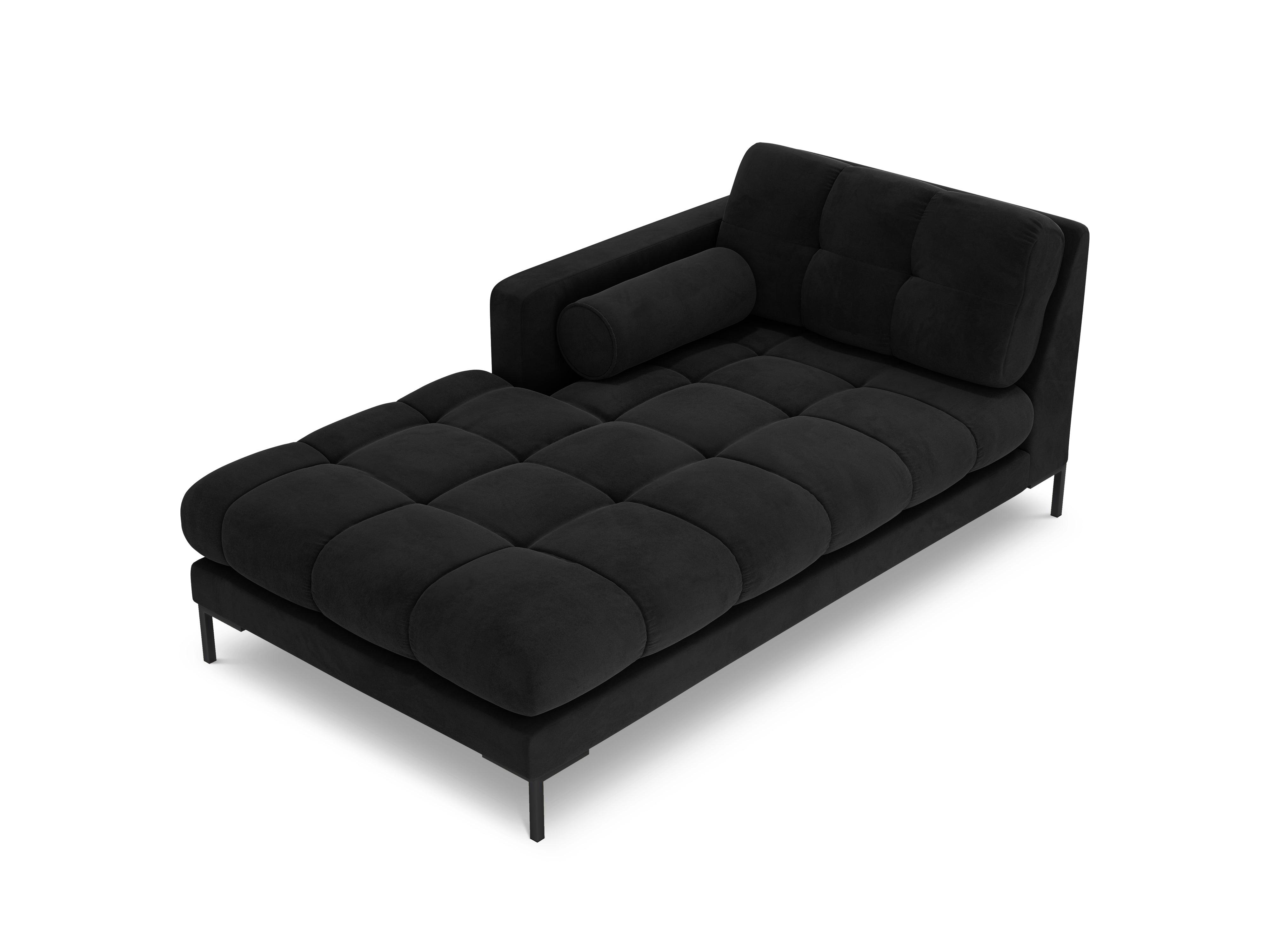 Szezlong aksamitny lewostronny BALI czarny z czarną podstawą Cosmopolitan Design Eye on Design