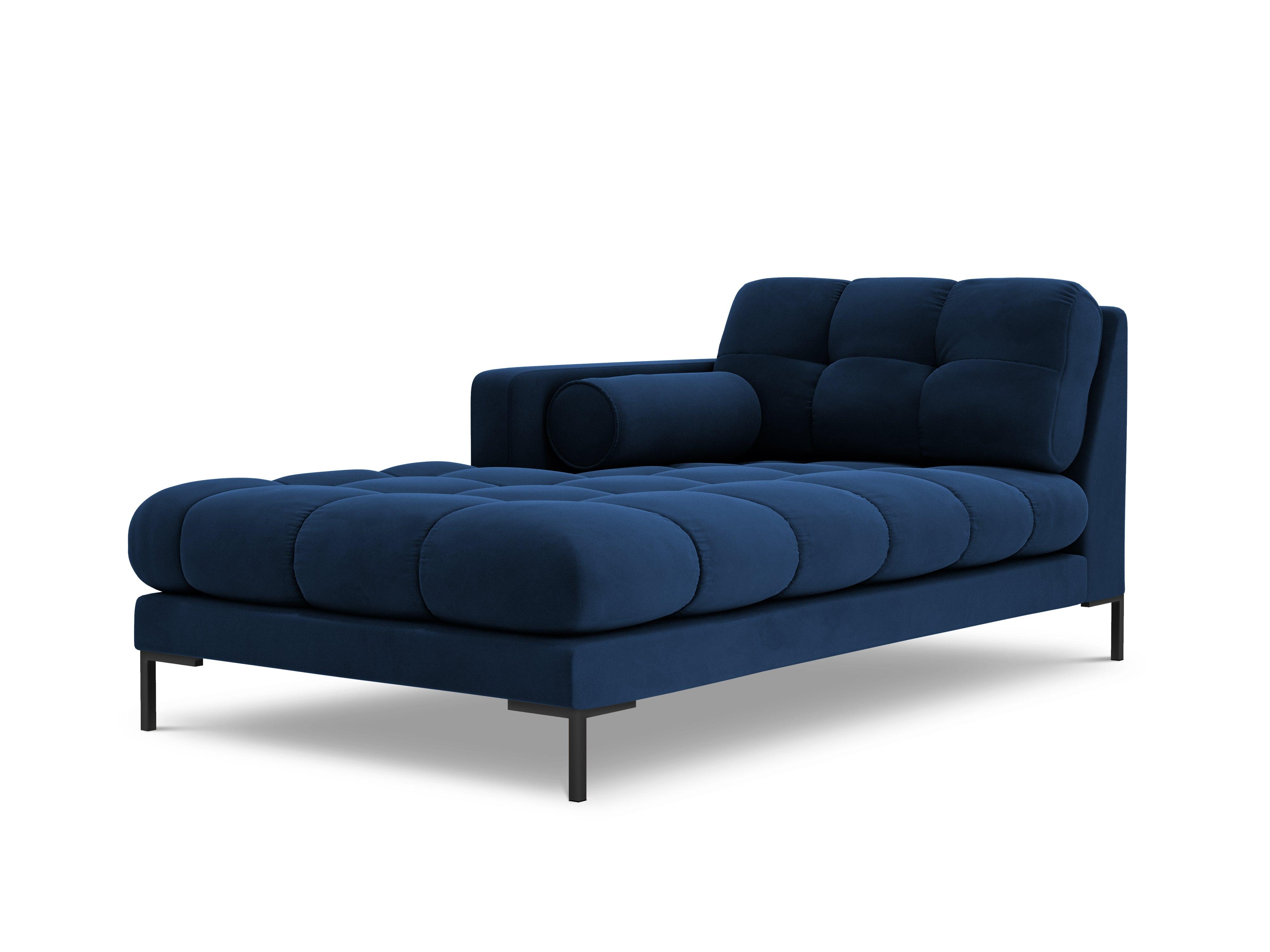 Szezlong aksamitny lewostronny BALI granat królewski z czarną podstawą Cosmopolitan Design Eye on Design
