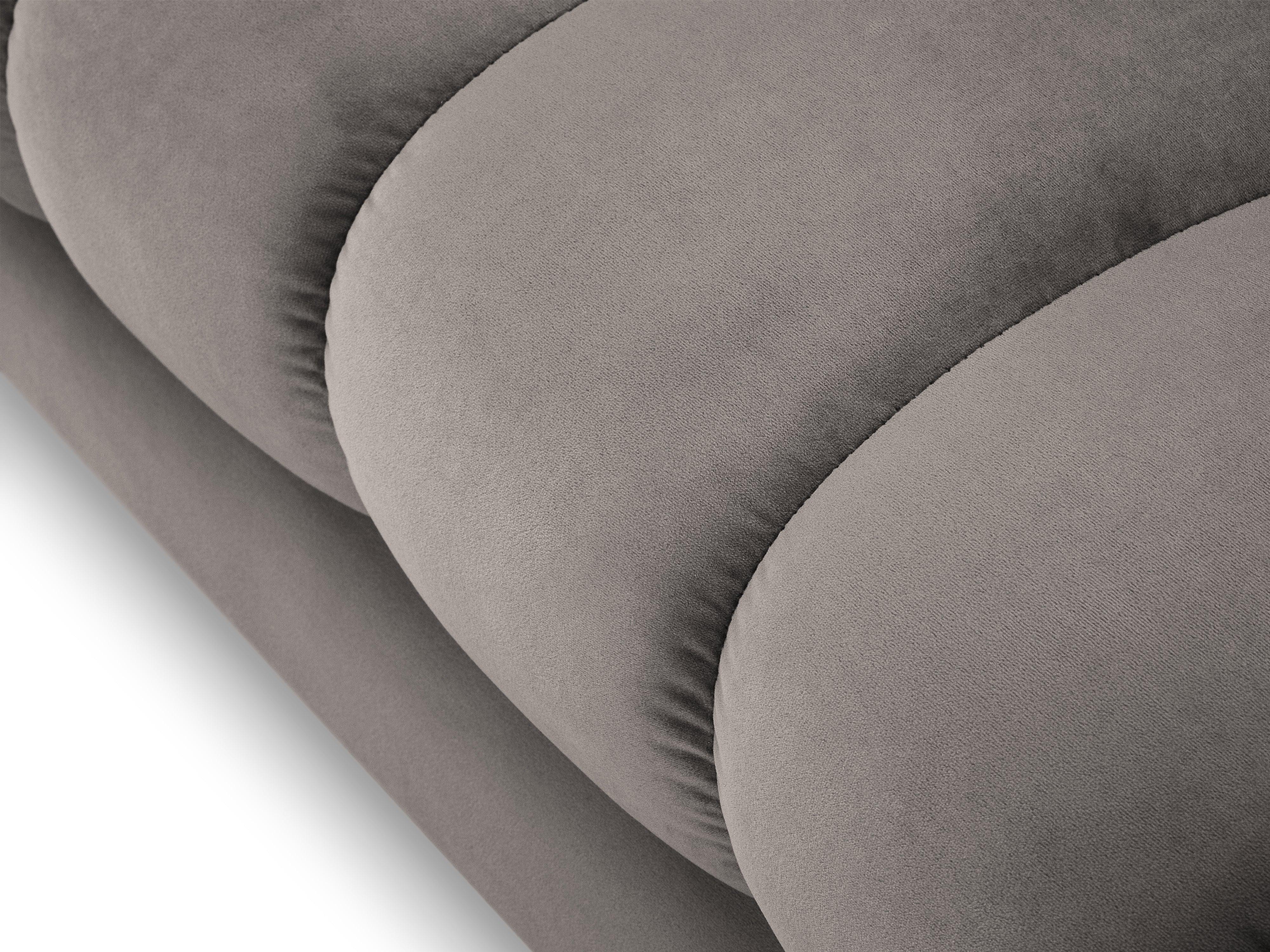 Szezlong aksamitny lewostronny BALI jasnoszary ze złotą podstawą Cosmopolitan Design Eye on Design