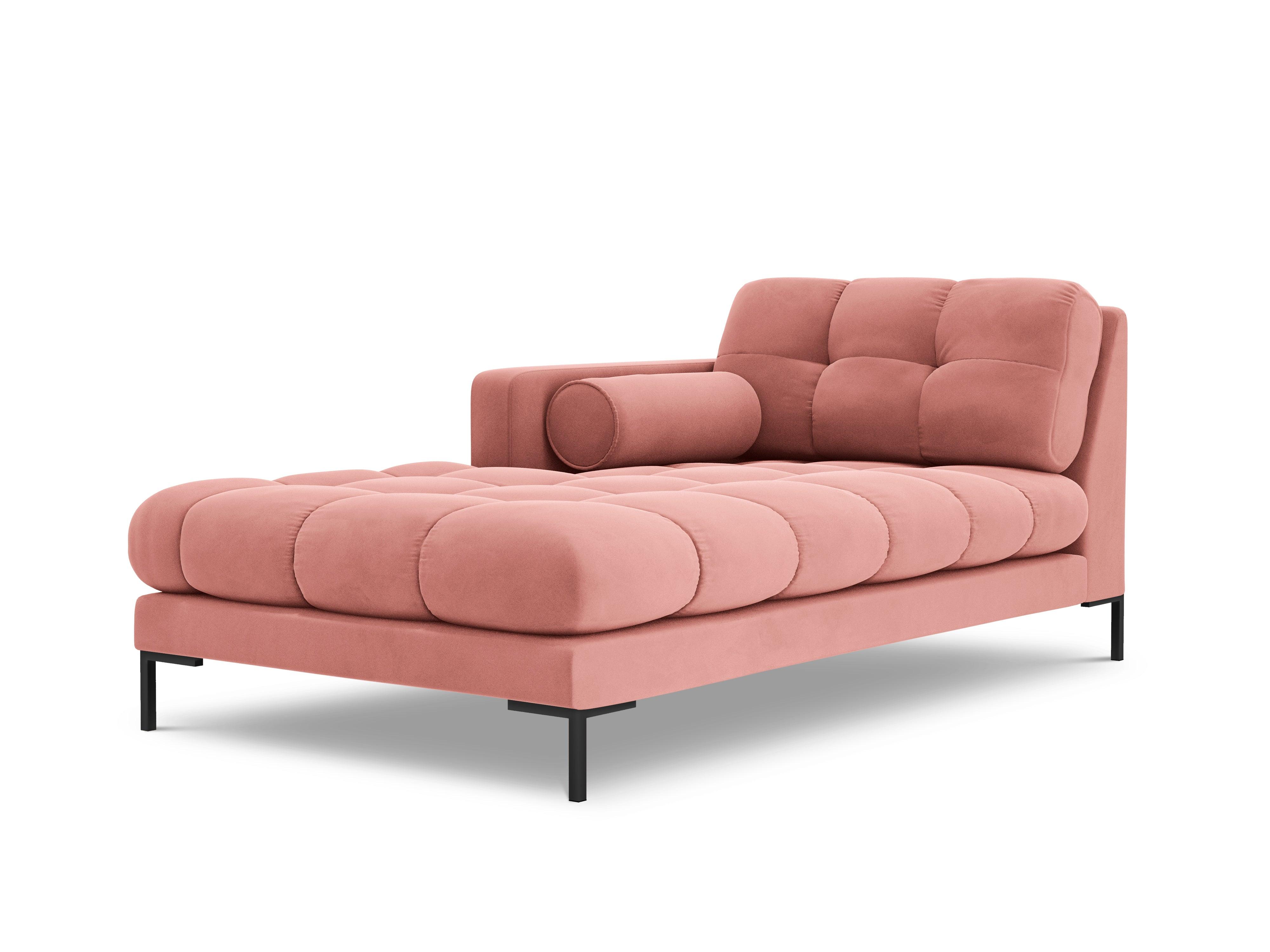 Szezlong aksamitny lewostronny BALI różowy z czarną podstawą Cosmopolitan Design Eye on Design