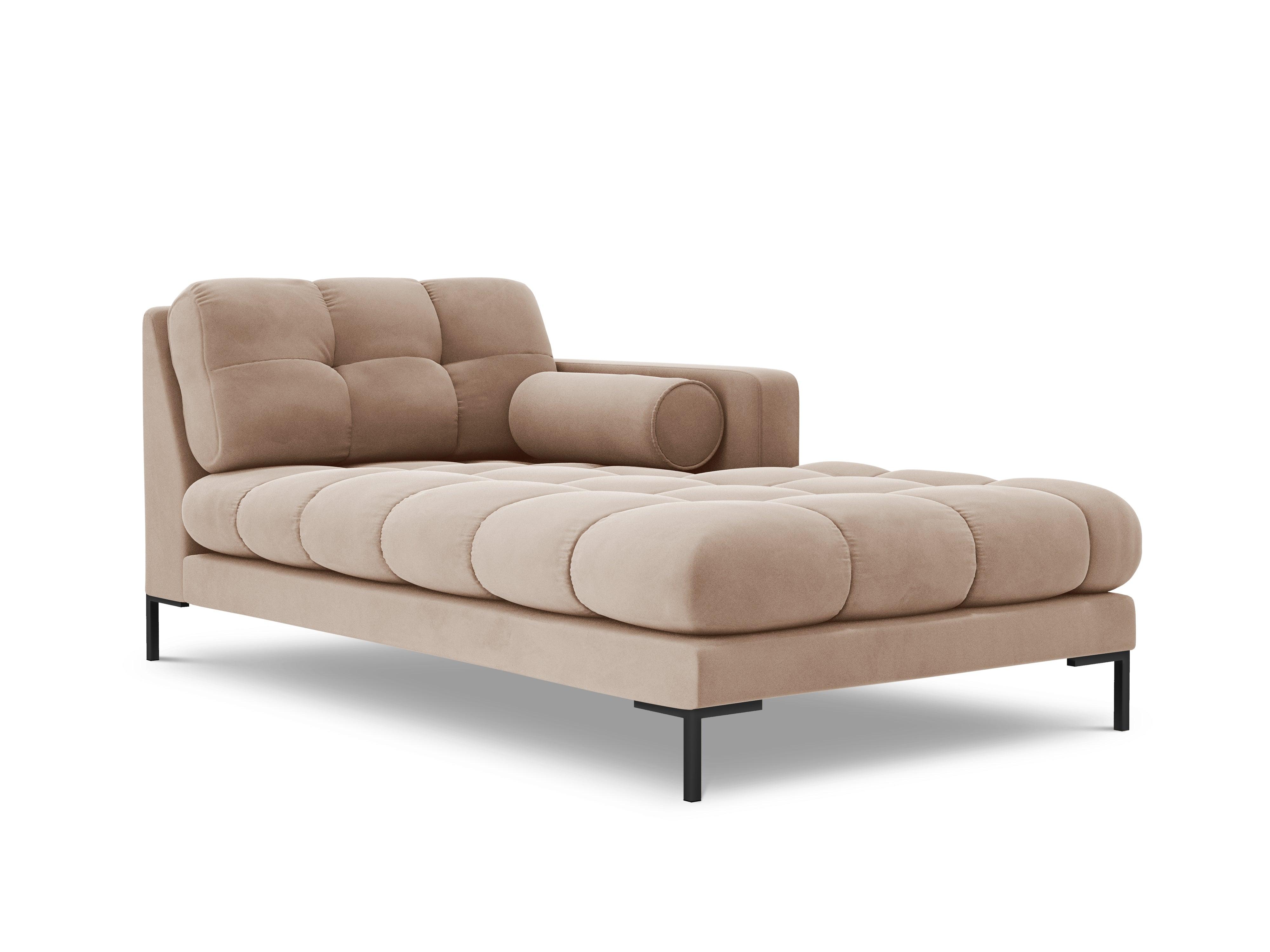 Szezlong aksamitny prawostronny BALI beżowy z czarną podstawą Cosmopolitan Design Eye on Design
