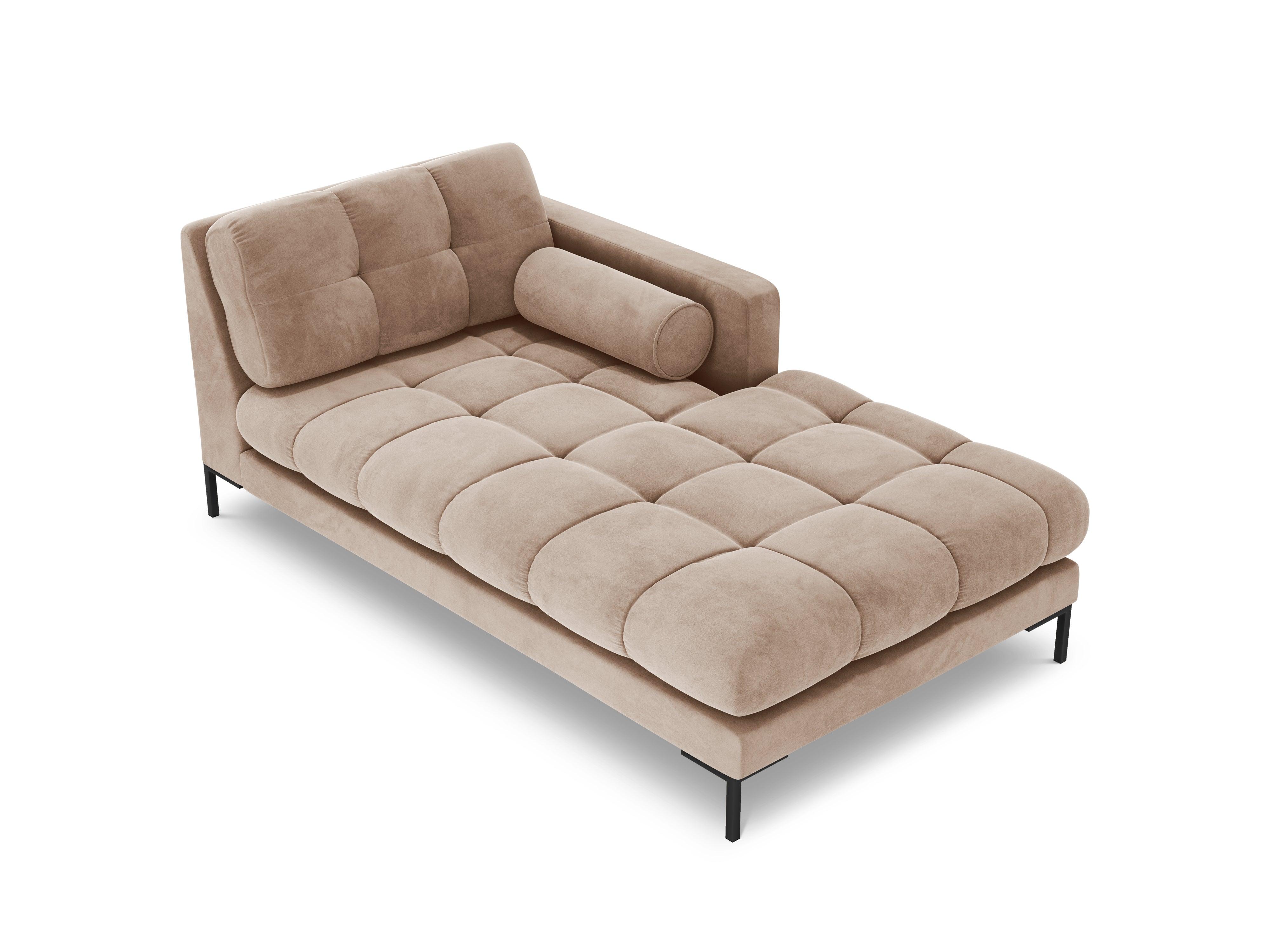 Szezlong aksamitny prawostronny BALI beżowy z czarną podstawą Cosmopolitan Design Eye on Design