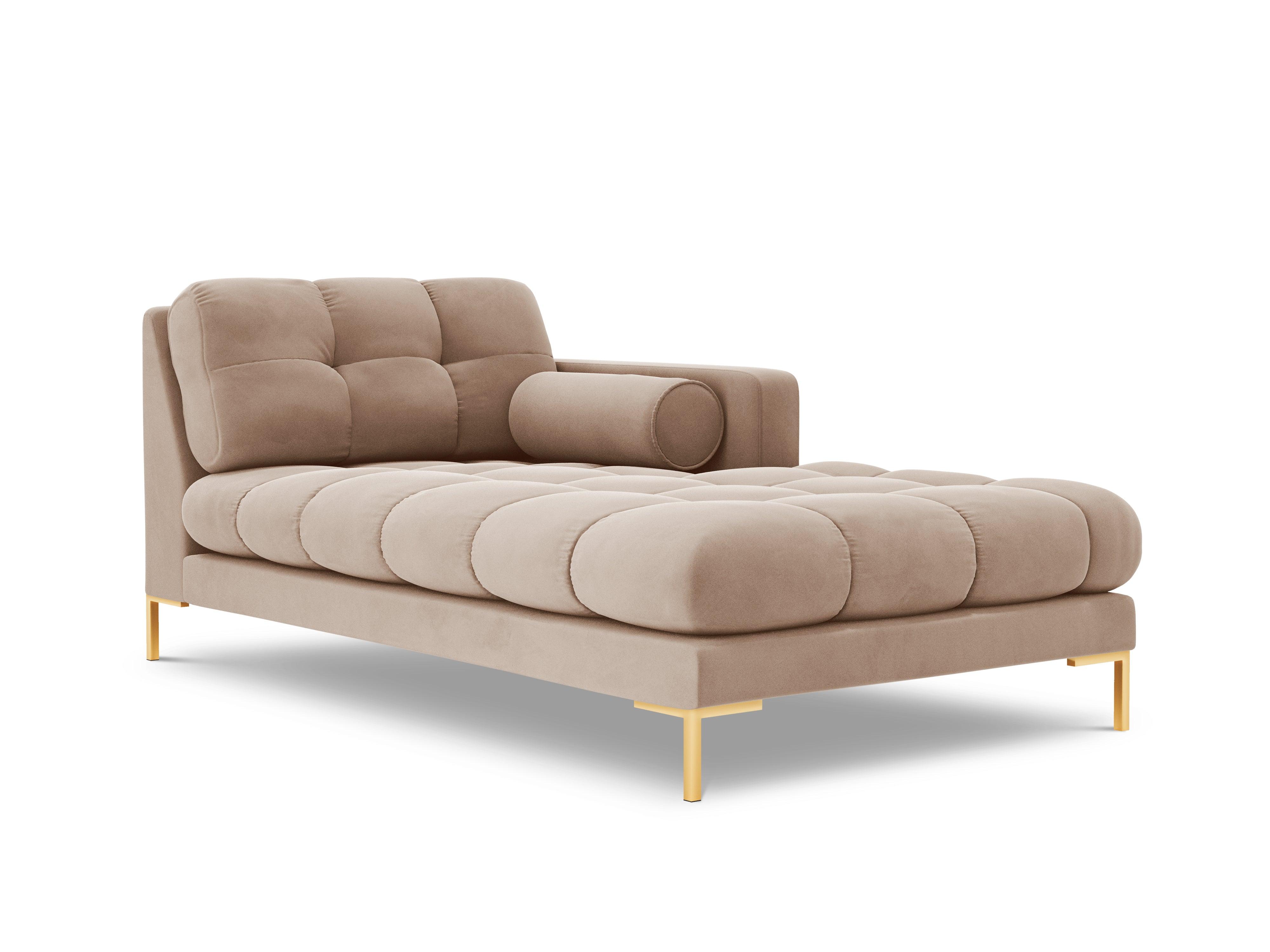 Szezlong aksamitny prawostronny BALI beżowy ze złotą podstawą Cosmopolitan Design Eye on Design
