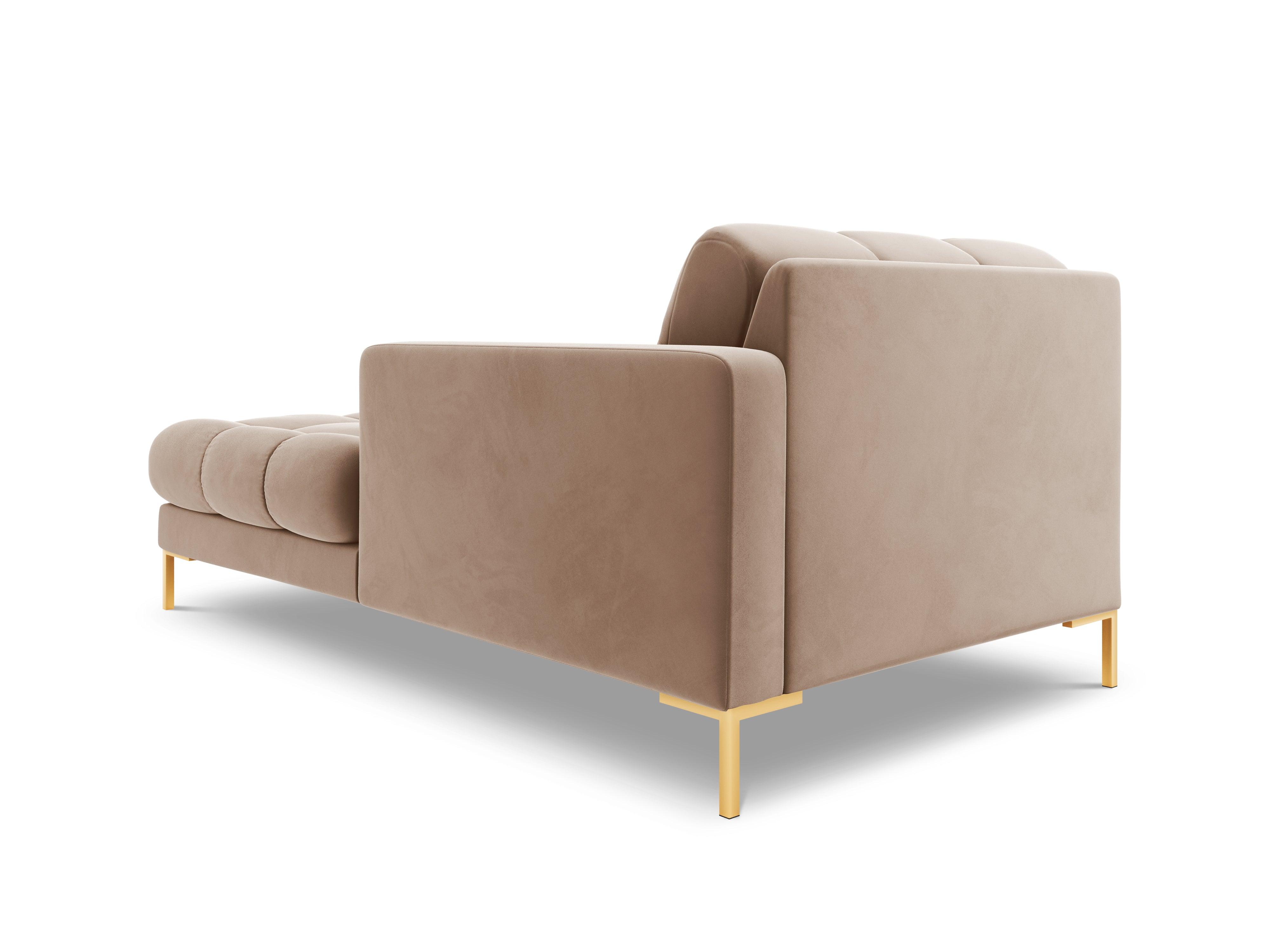 Szezlong aksamitny prawostronny BALI beżowy ze złotą podstawą Cosmopolitan Design Eye on Design