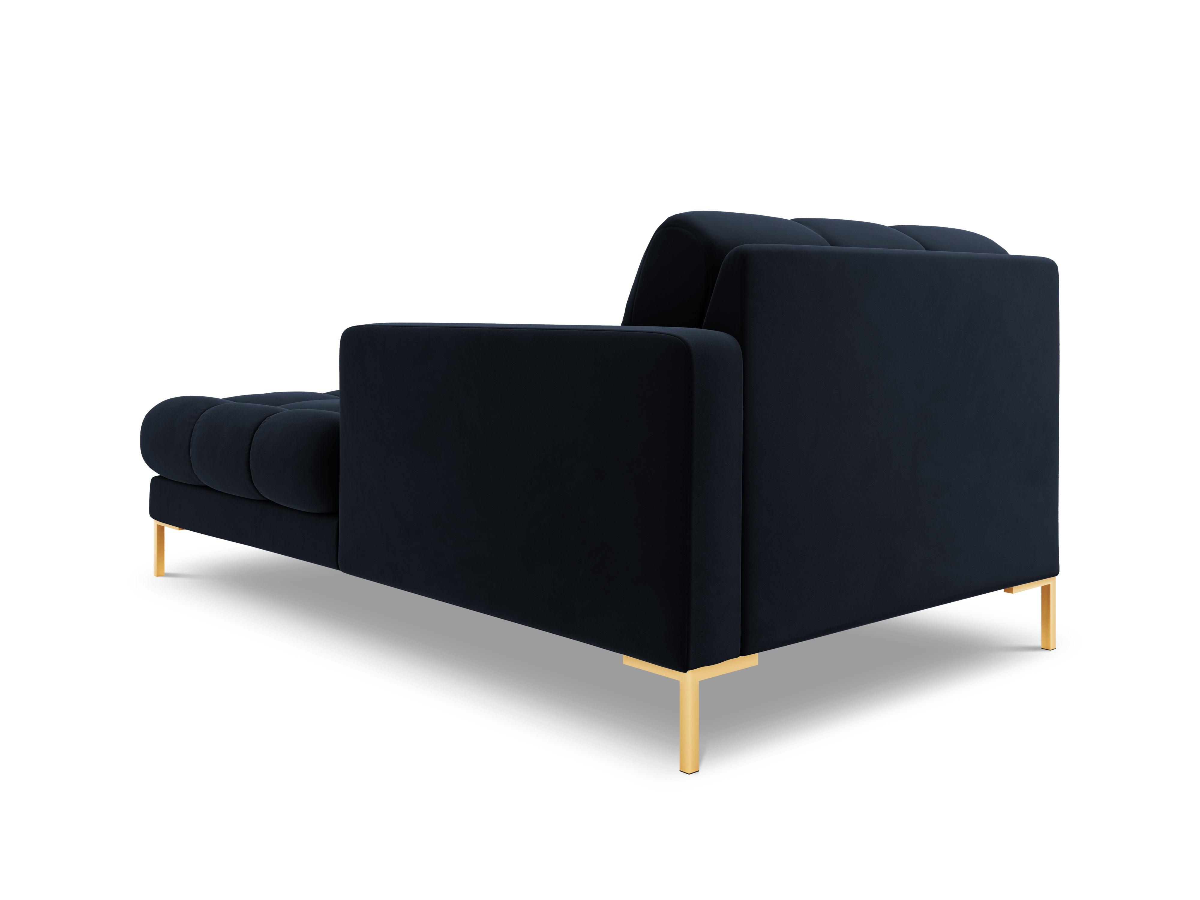 Szezlong aksamitny prawostronny BALI ciemnoniebieski ze złotą podstawą Cosmopolitan Design Eye on Design