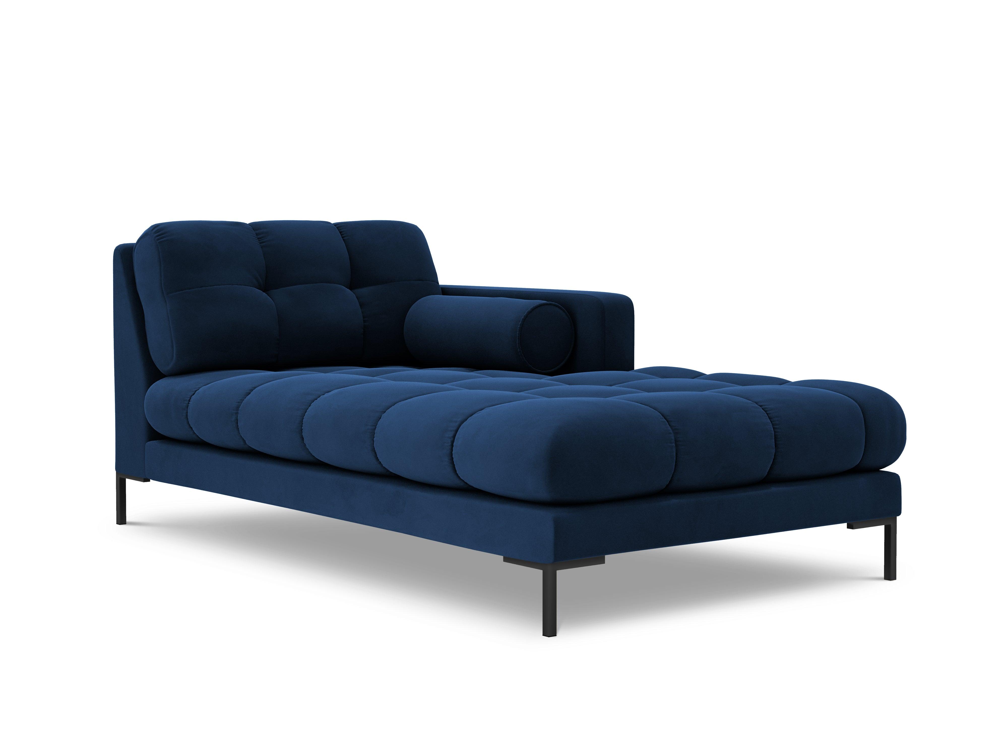 Szezlong aksamitny prawostronny BALI granat królewski z czarną podstawą Cosmopolitan Design Eye on Design