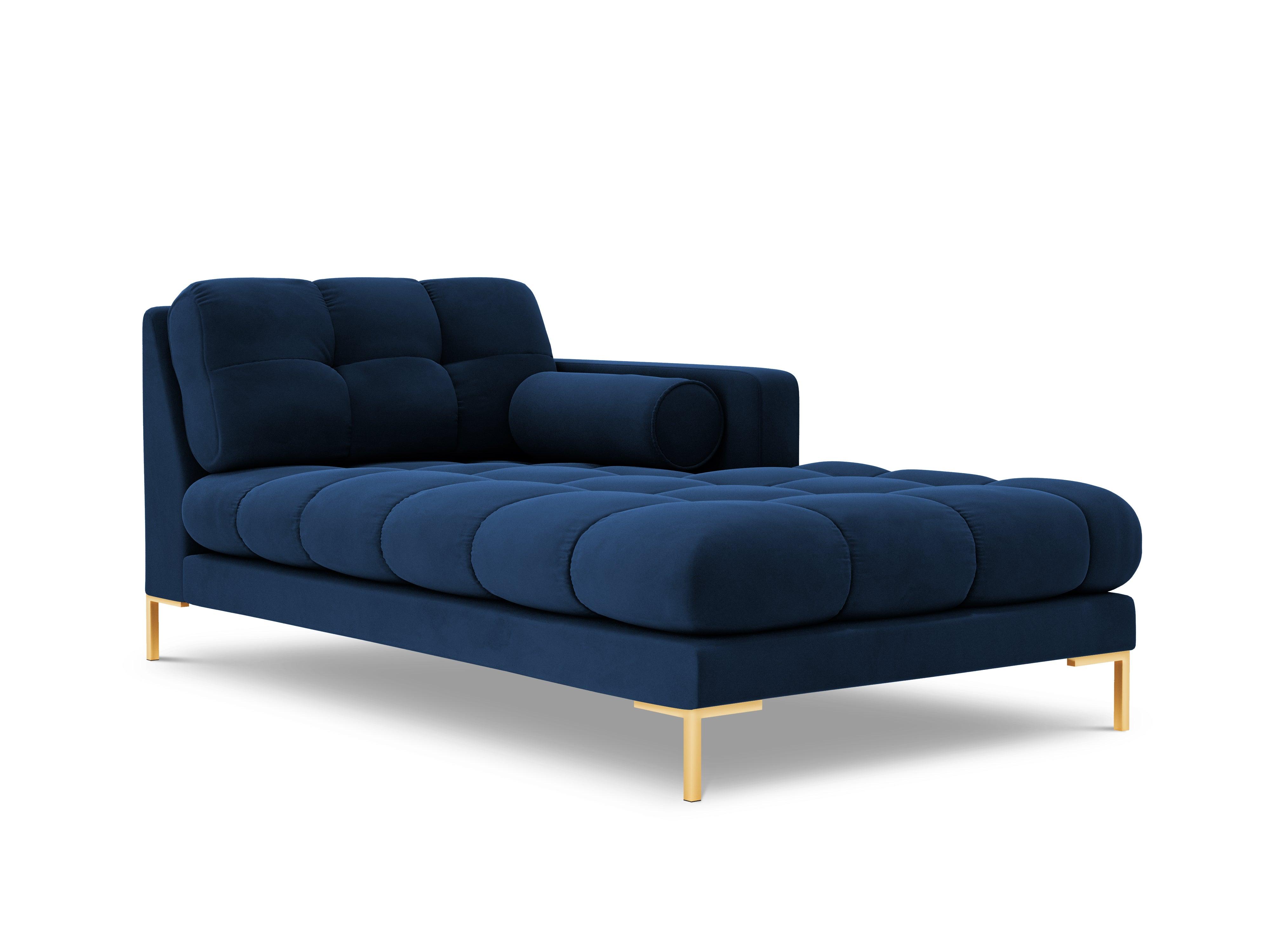 Szezlong aksamitny prawostronny BALI granat królewski ze złotą podstawą Cosmopolitan Design Eye on Design