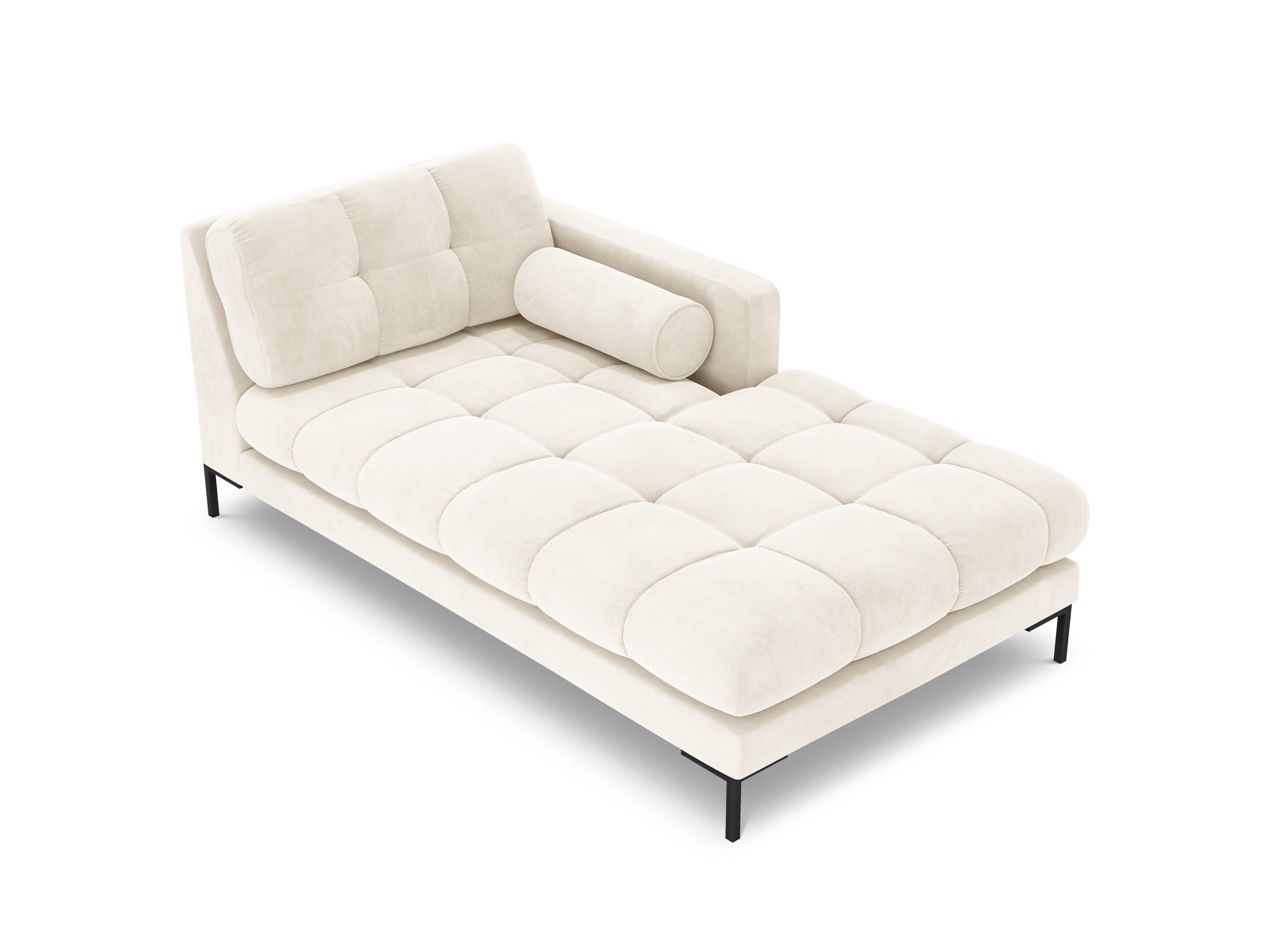 Szezlong aksamitny prawostronny BALI jasnobeżowy z czarną podstawą Cosmopolitan Design Eye on Design