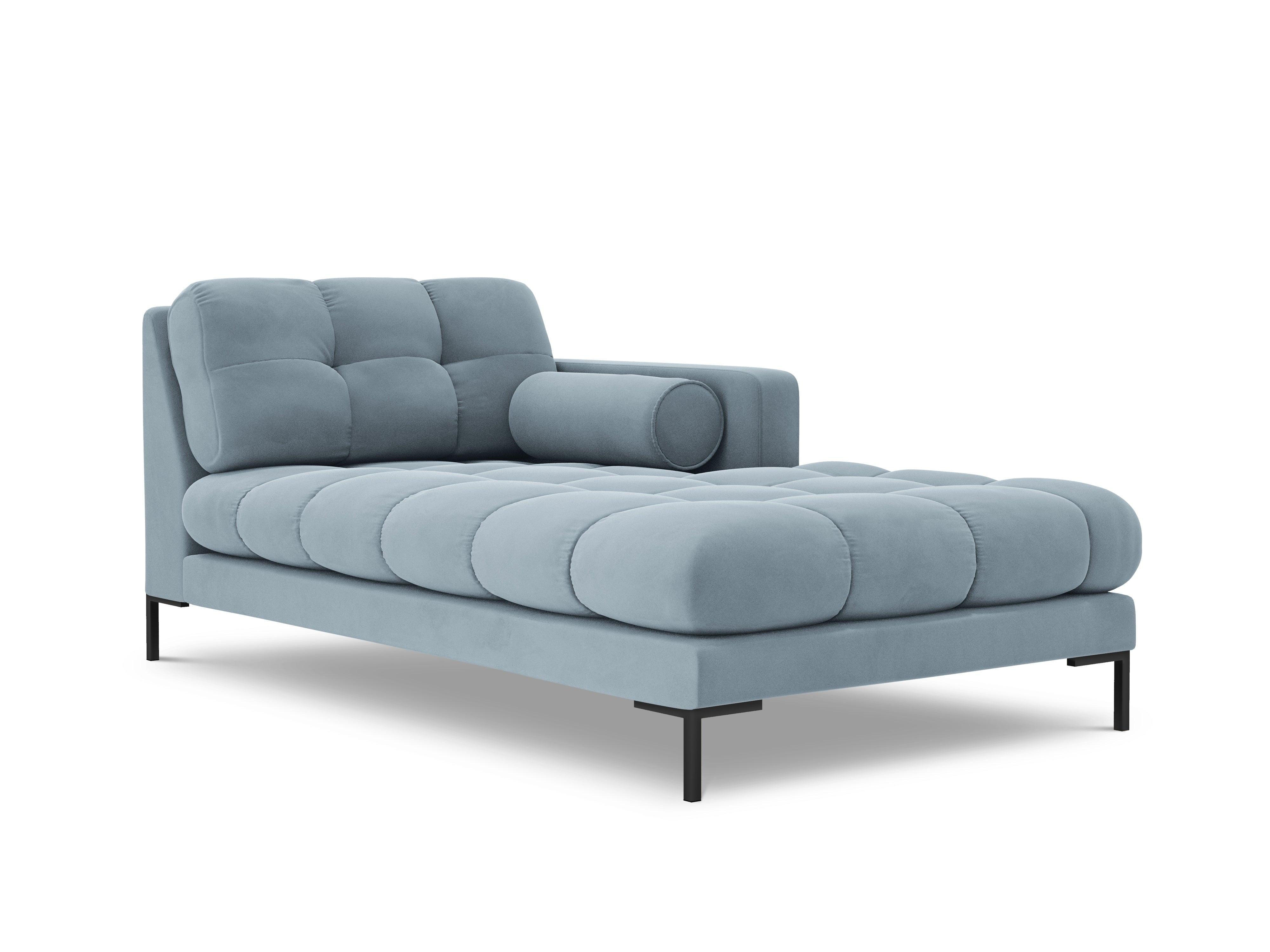 Szezlong aksamitny prawostronny BALI jasnoniebieski z czarną podstawą Cosmopolitan Design Eye on Design