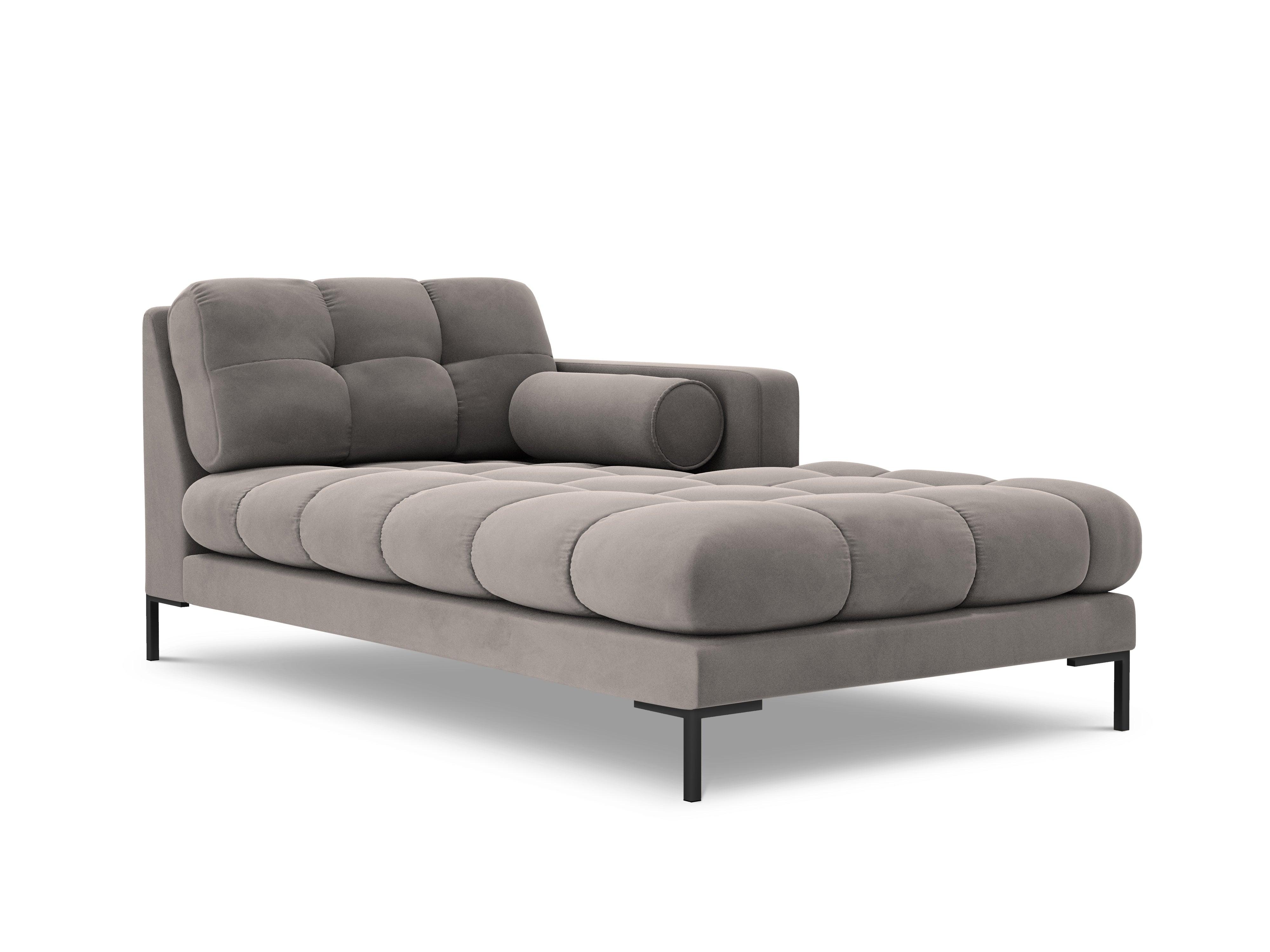 Szezlong aksamitny prawostronny BALI jasnoszary z czarną podstawą Cosmopolitan Design Eye on Design