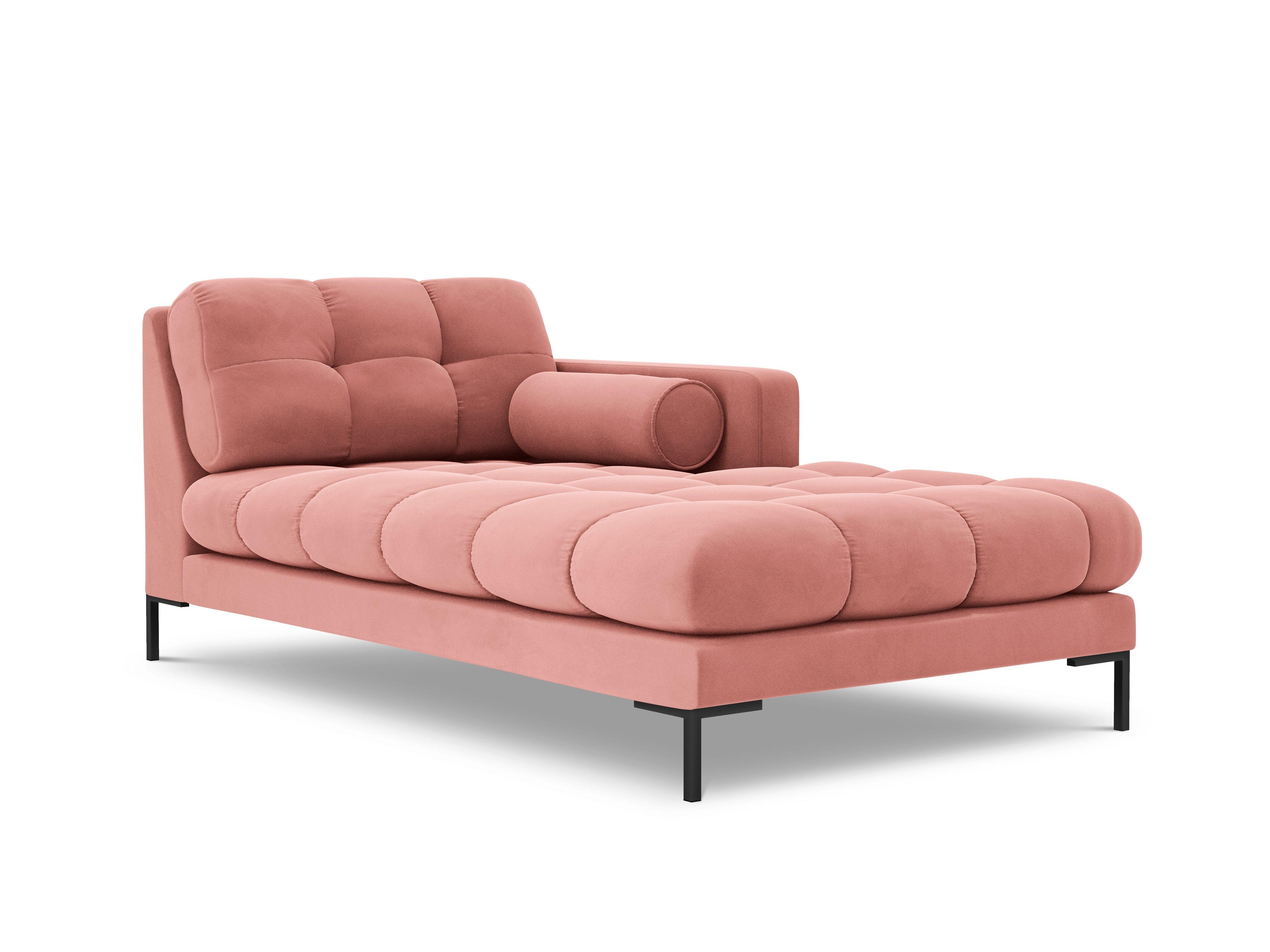 Szezlong aksamitny prawostronny BALI różowy z czarną podstawą Cosmopolitan Design Eye on Design