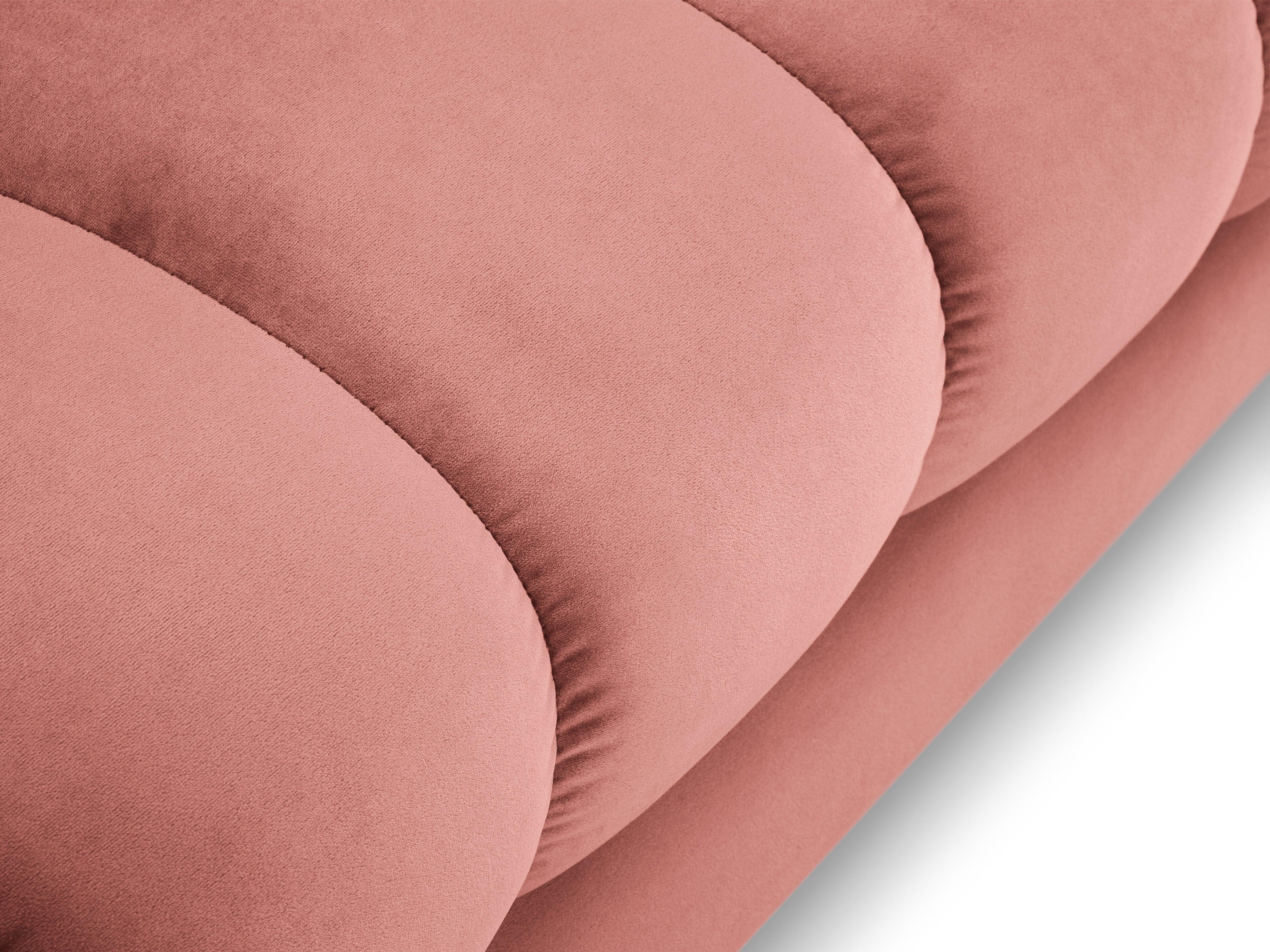 Szezlong aksamitny prawostronny BALI różowy z czarną podstawą Cosmopolitan Design Eye on Design