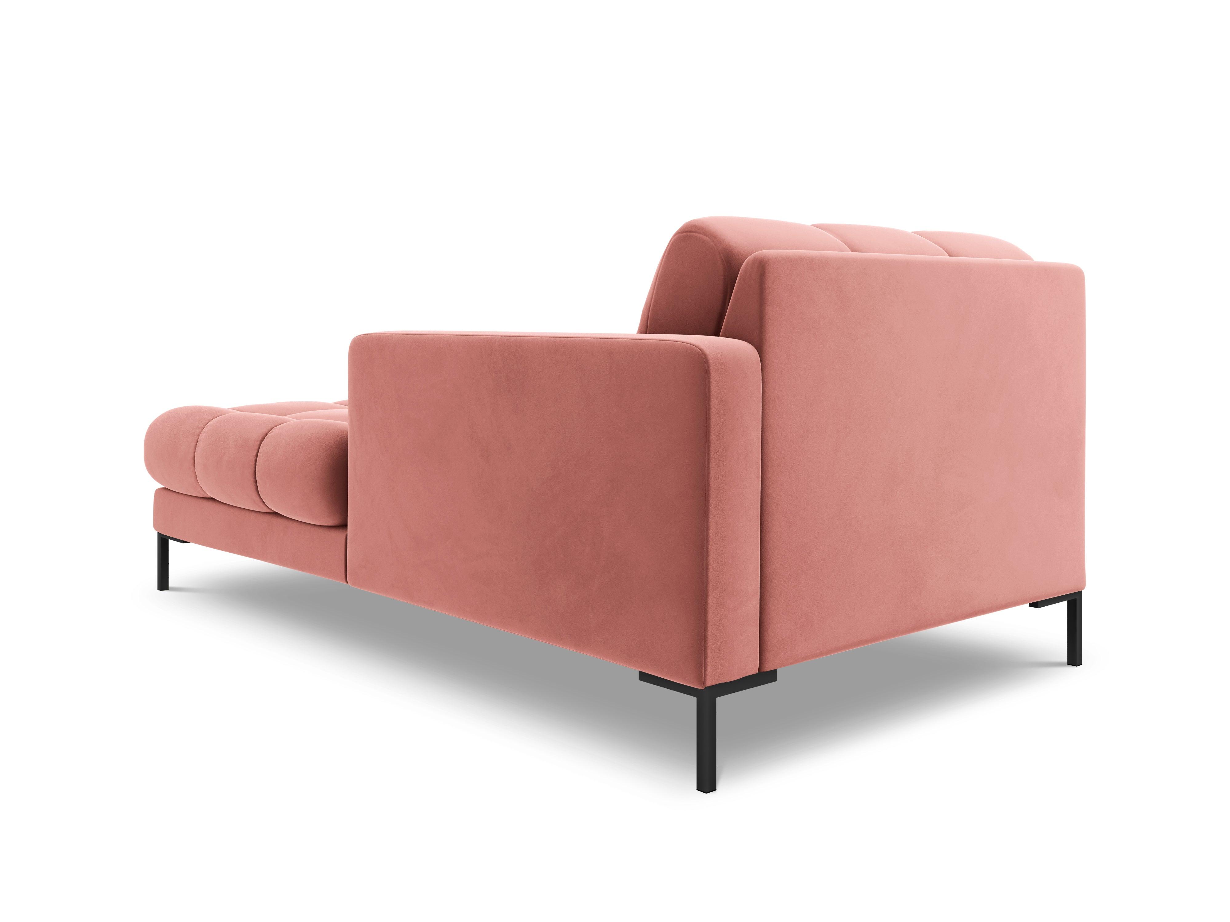 Szezlong aksamitny prawostronny BALI różowy z czarną podstawą Cosmopolitan Design Eye on Design