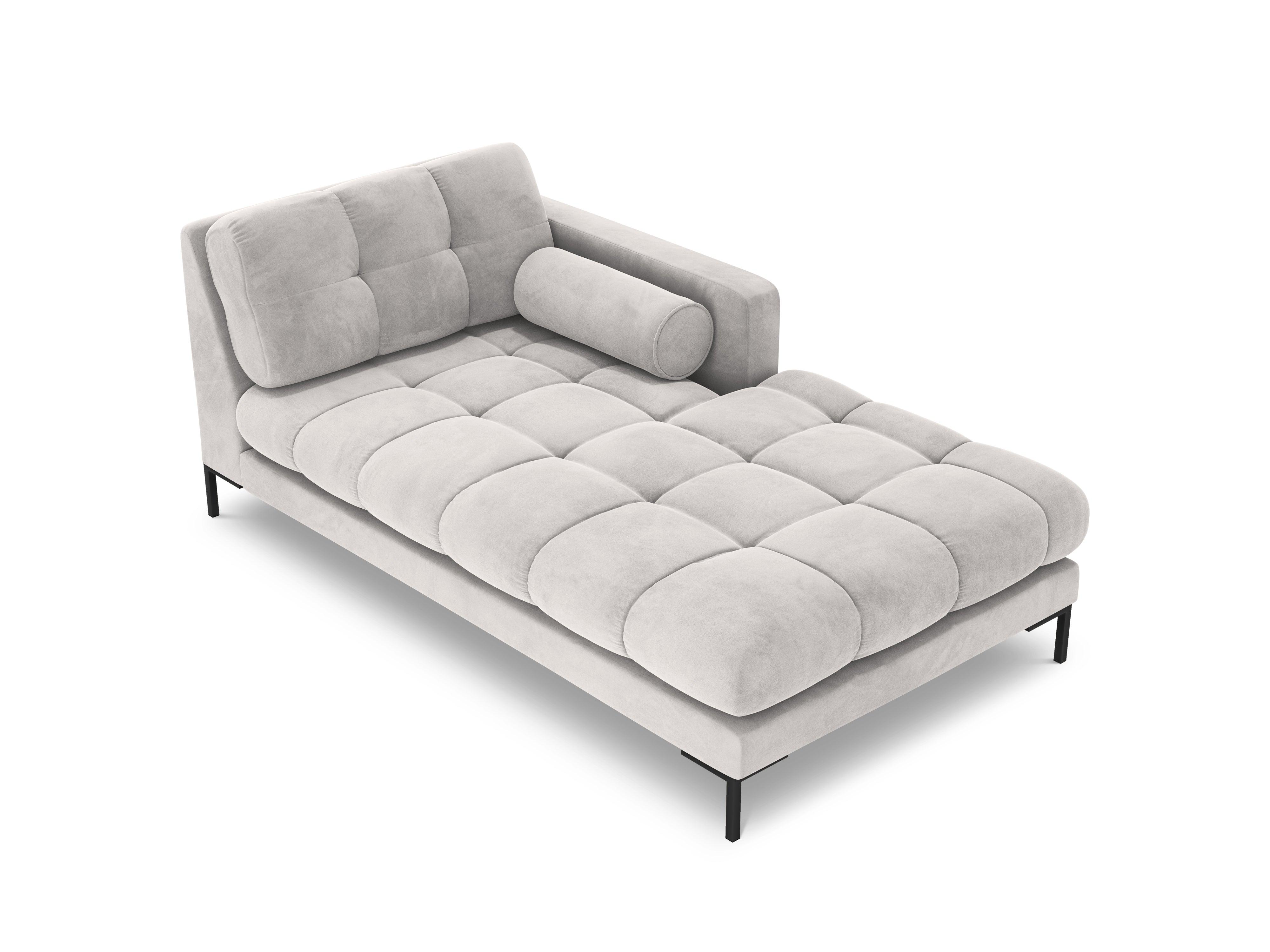 Szezlong aksamitny prawostronny BALI srebrny z czarną podstawą Cosmopolitan Design Eye on Design